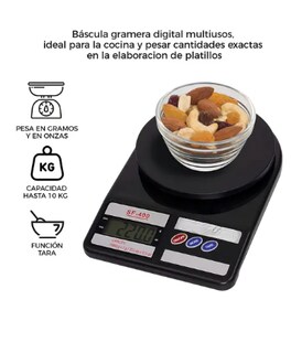 Foto 3 | Báscula Cocina Digital Gramera Alimentos Alta Precisión 10kg