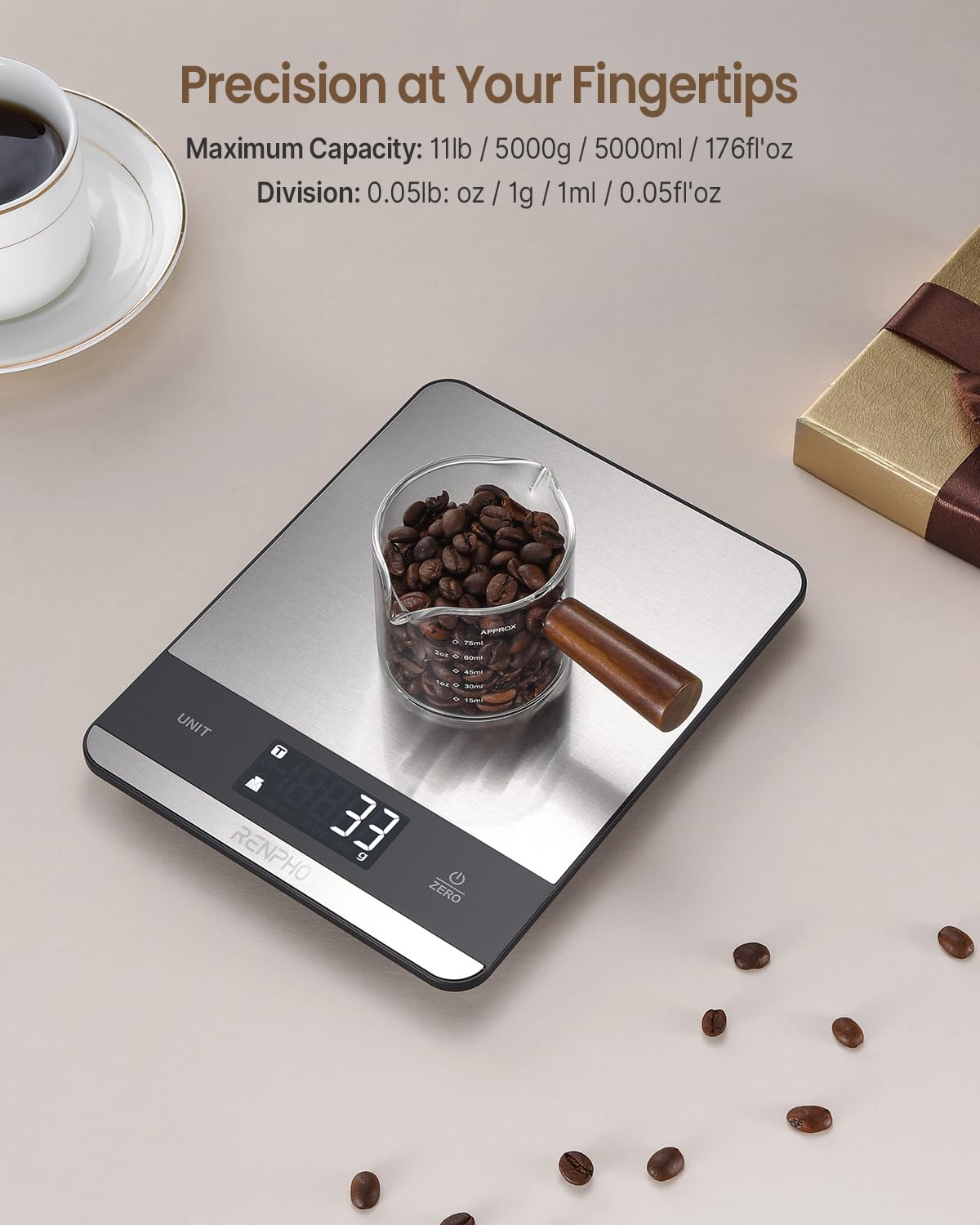 Foto 4 pulgar | Food Scale Renpho Báscula De Cocina De Acero Inoxidable De 5 Kg - Venta Internacional.