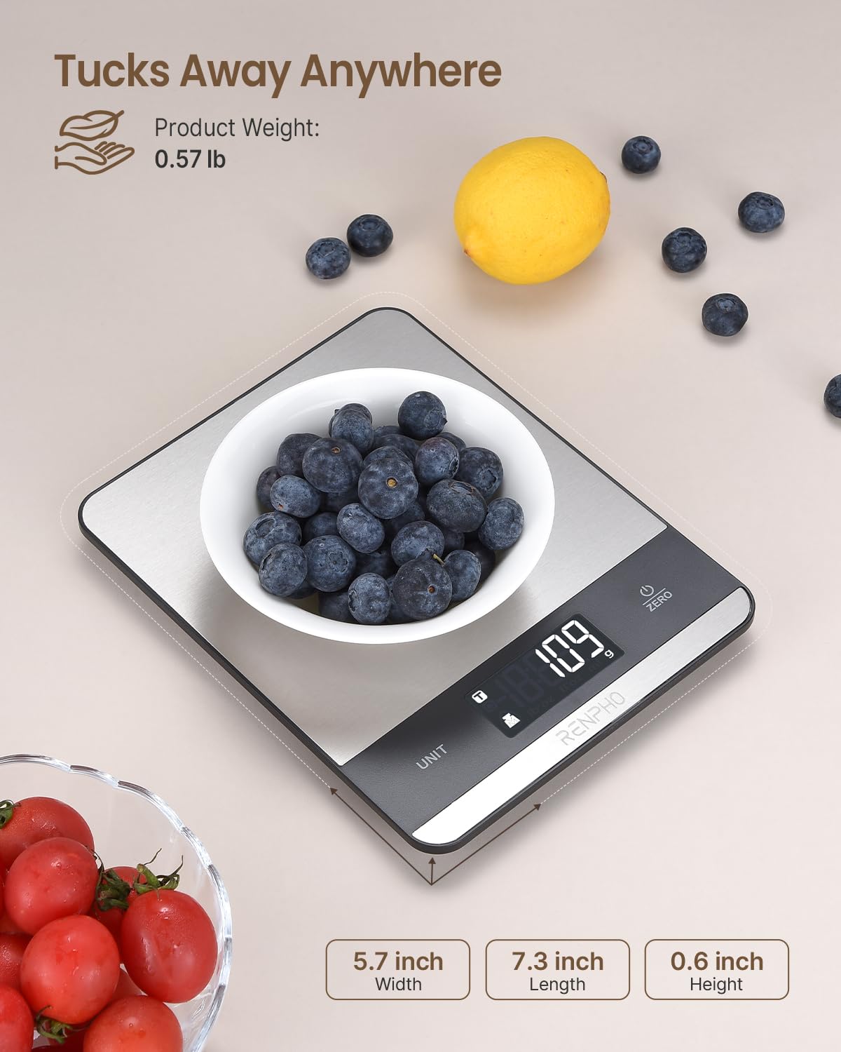 Foto 6 pulgar | Food Scale Renpho Báscula De Cocina De Acero Inoxidable De 5 Kg - Venta Internacional.