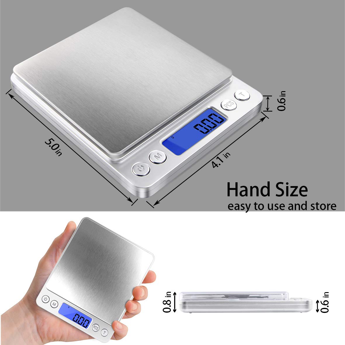 Foto 4 pulgar | Báscula De Cocina Fuzion, 500 G/0,01 G, Lcd Digital De Precisión - Venta Internacional.