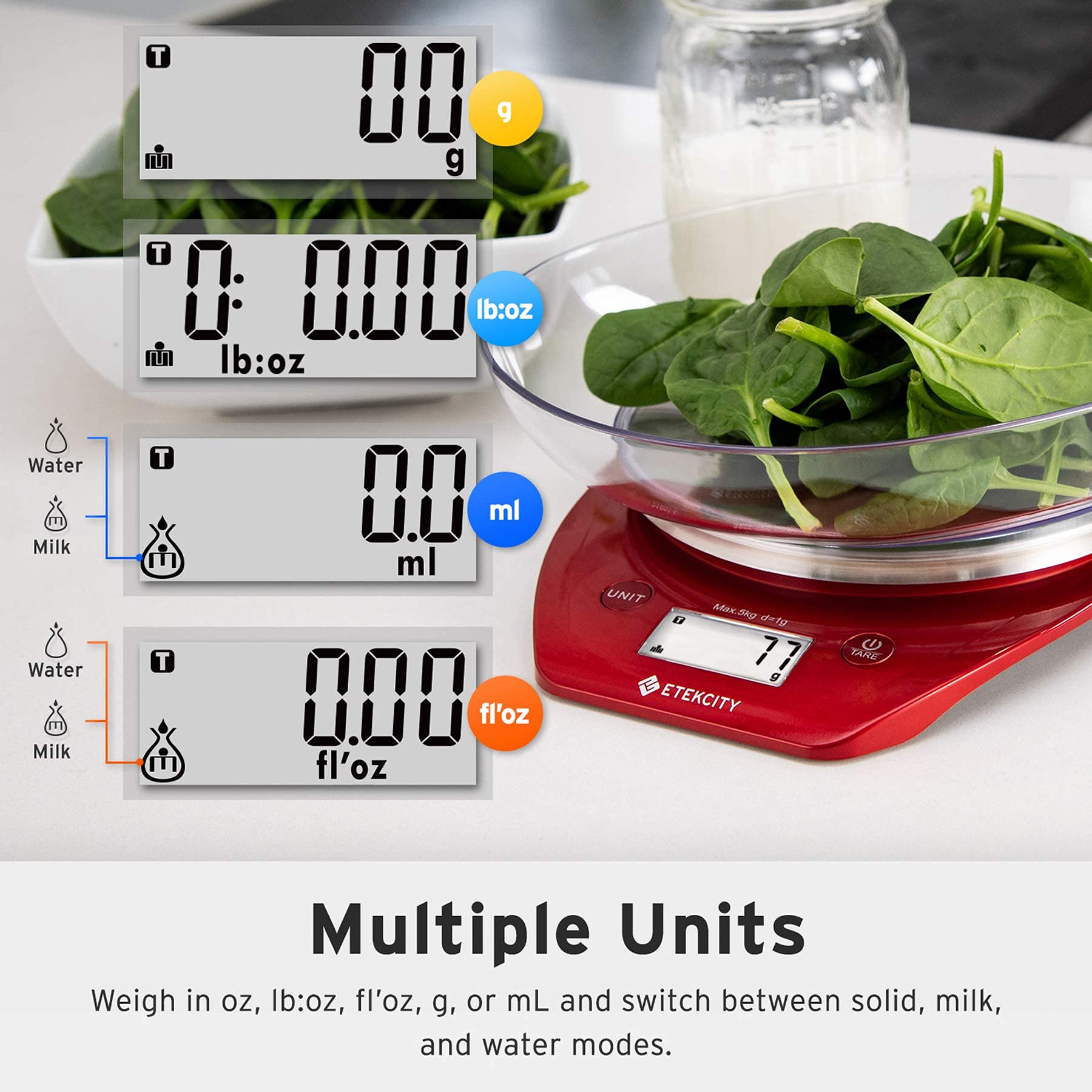 Foto 7 pulgar | Báscula De Cocina Etekcity Digital De 0,1 G Con Cuenco De Acero Inoxidable De 5 Kg/11 Libras - Venta Internacional.
