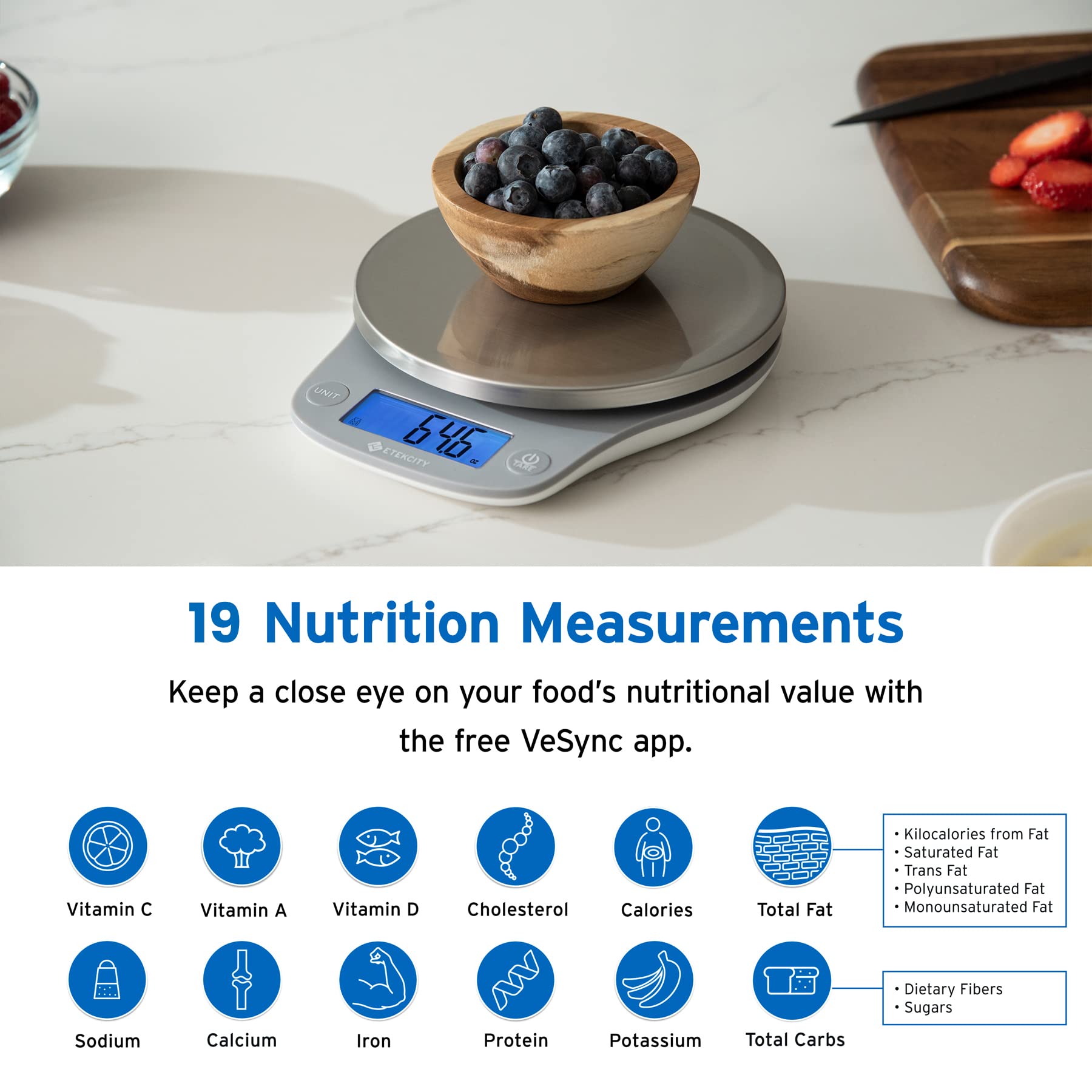 Foto 3 | Báscula De Cocina Etekcity Nutrition Smart Food, 5 Kg, Bluetooth - Venta Internacional.