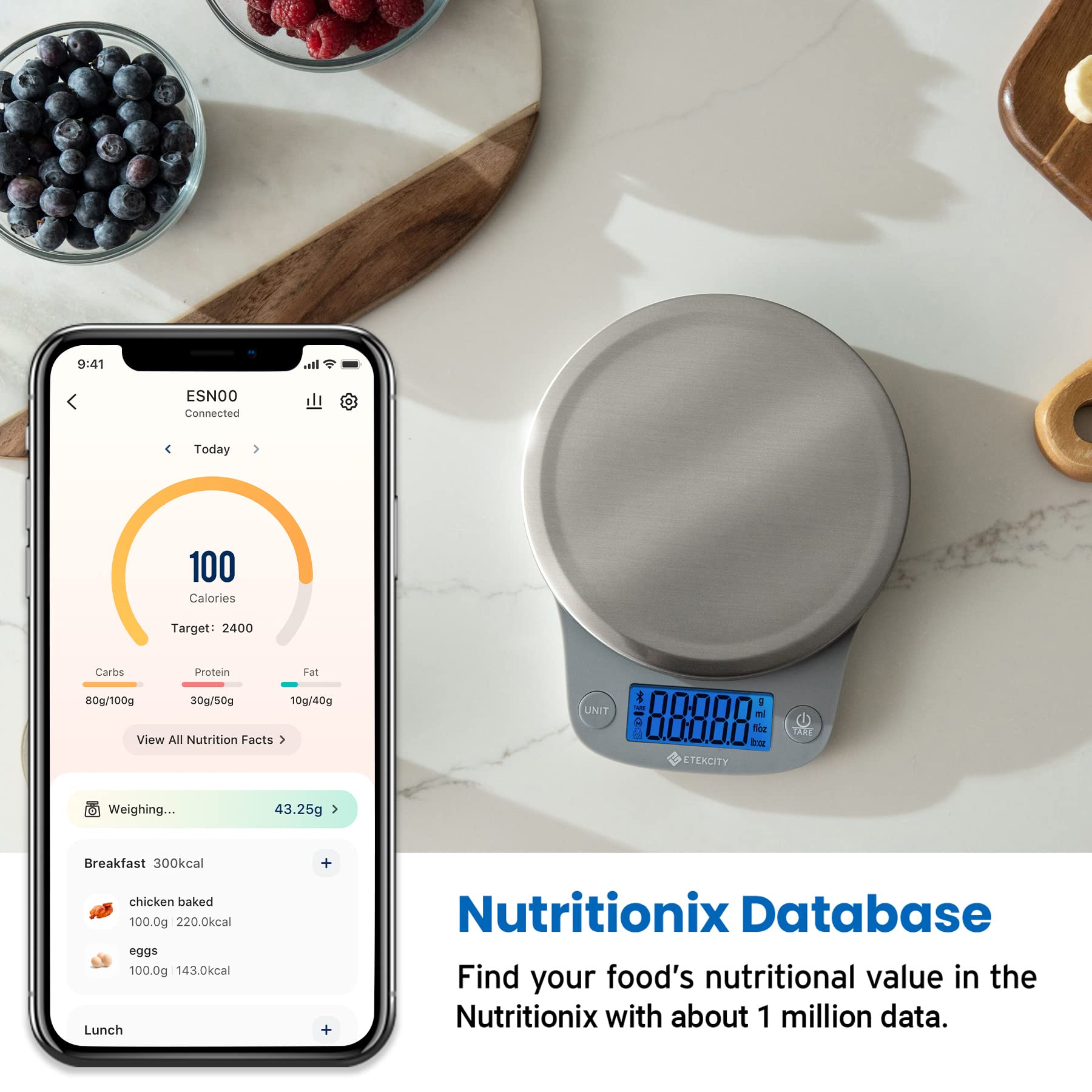Foto 5 | Báscula De Cocina Etekcity Nutrition Smart Food, 5 Kg, Bluetooth - Venta Internacional.