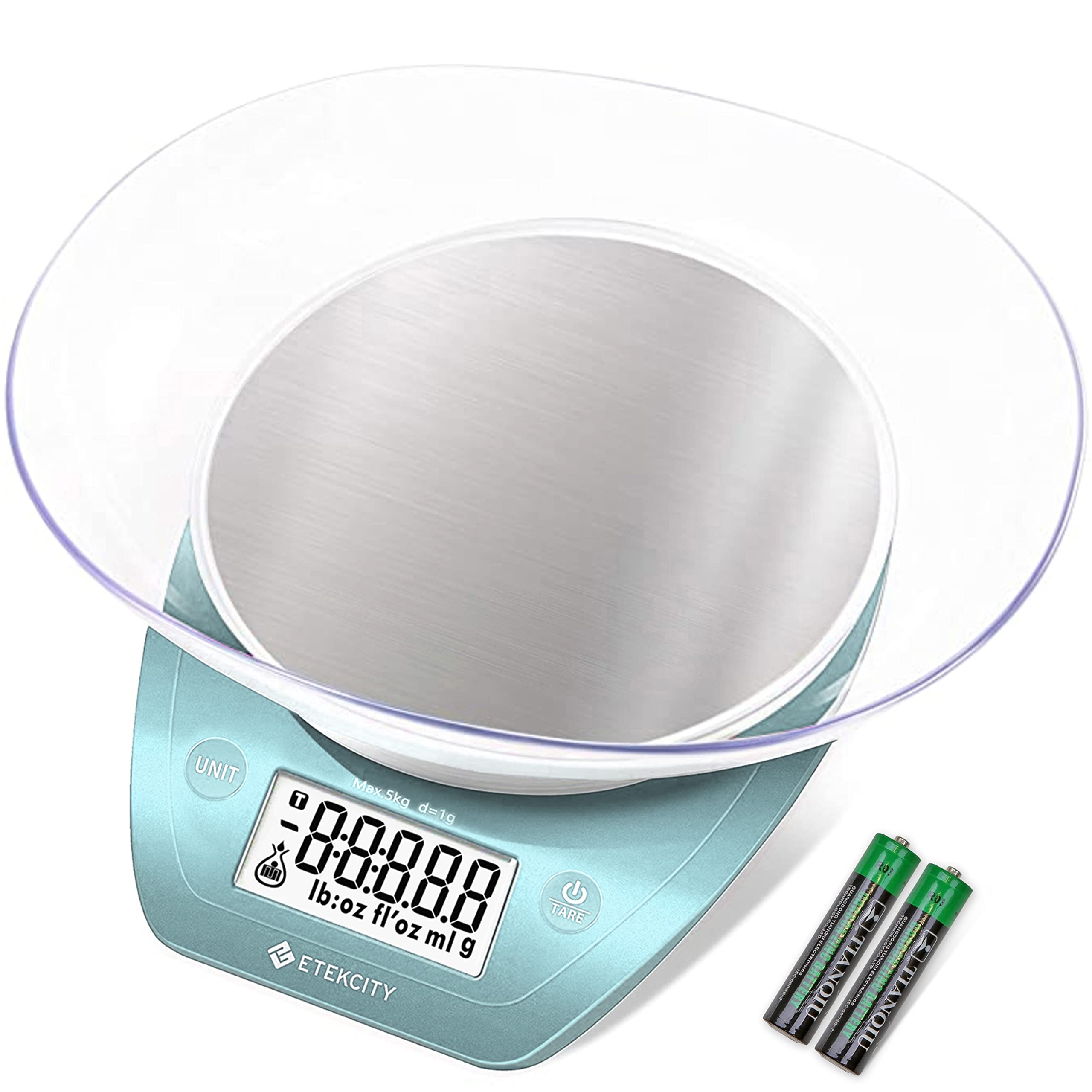 Báscula Digital Para Alimentos Etekcity, 0,1 G, Con Cuenco De 5 Kg/11 Libras, Color Azul Brillante - Venta Internacion