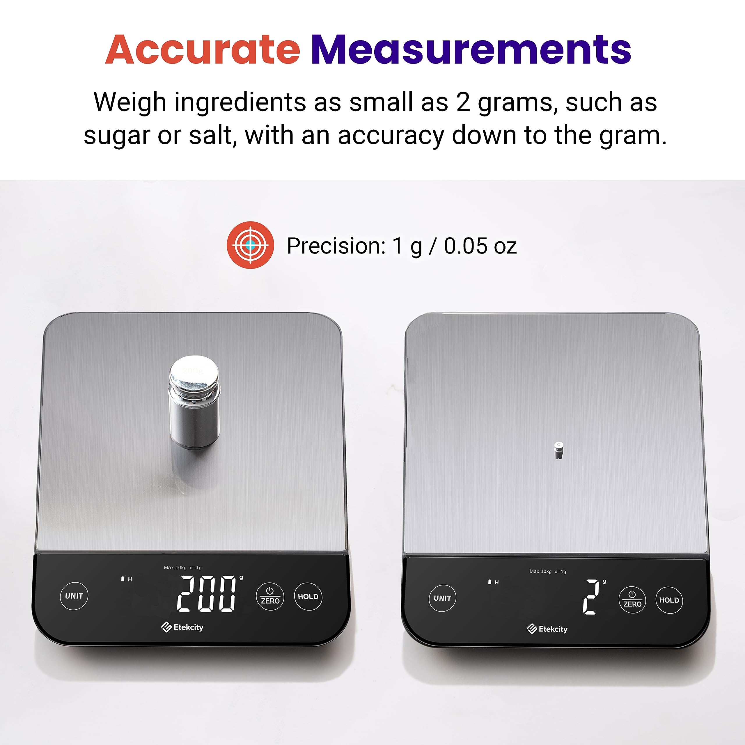 Foto 6 pulgar | Báscula De Cocina Etekcity Food Digital De 10 Kg Con 5 Unidades - Venta Internacional.