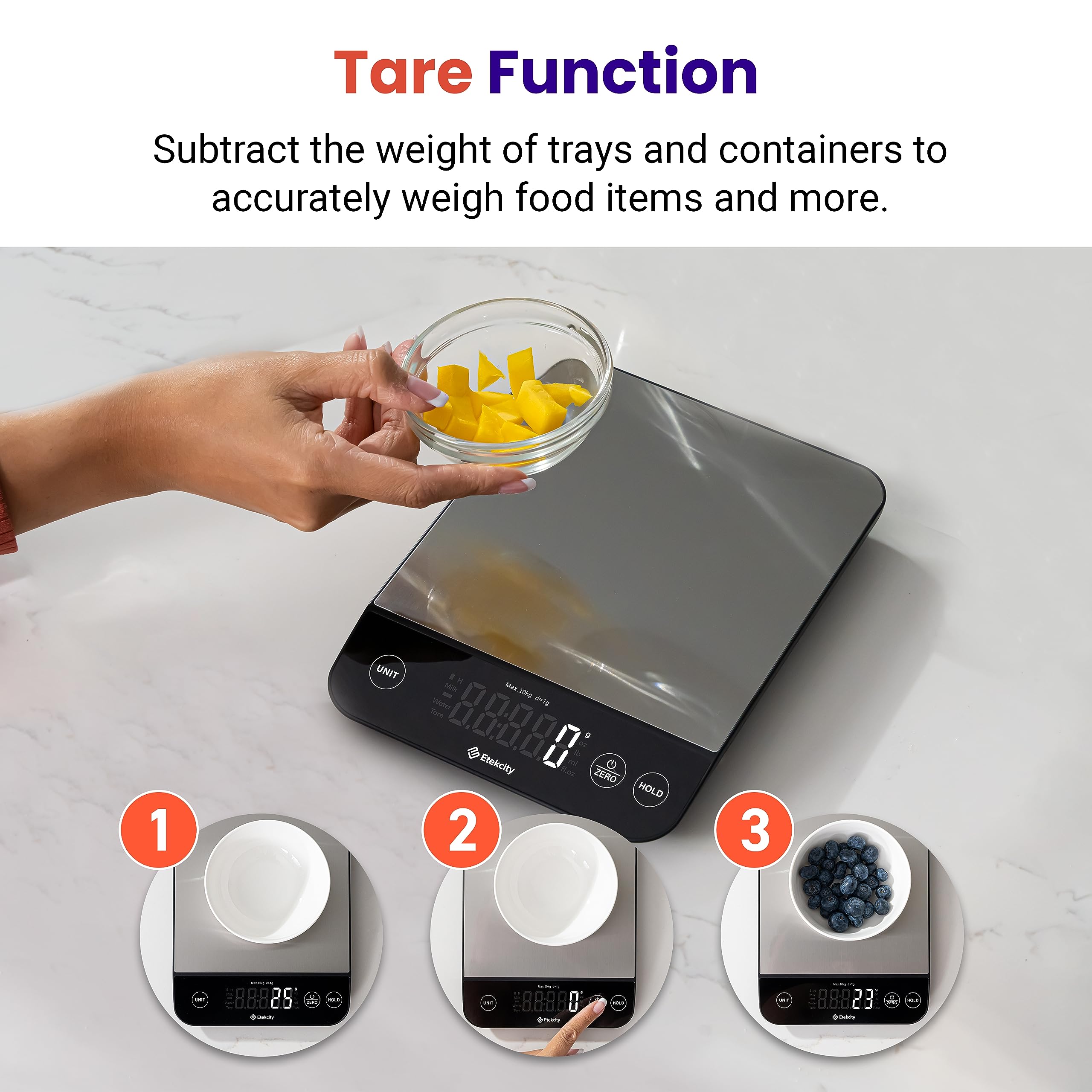 Foto 8 pulgar | Báscula De Cocina Etekcity Food Digital De 10 Kg Con 5 Unidades - Venta Internacional.