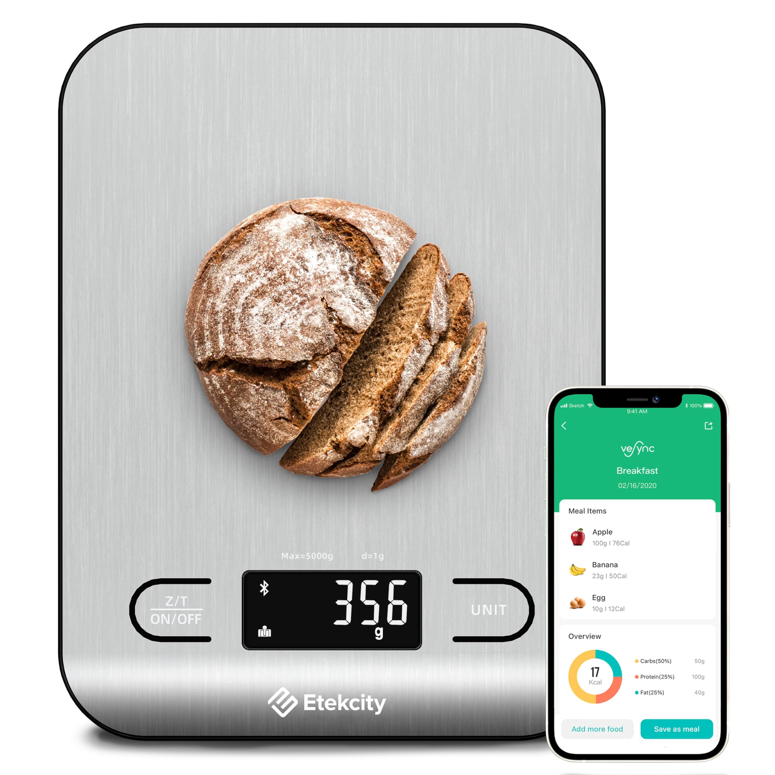 Foto 1 | Báscula De Cocina Digital Etekcity Food Nutrition De 5 Kg/5000 Ml - Venta Internacional.