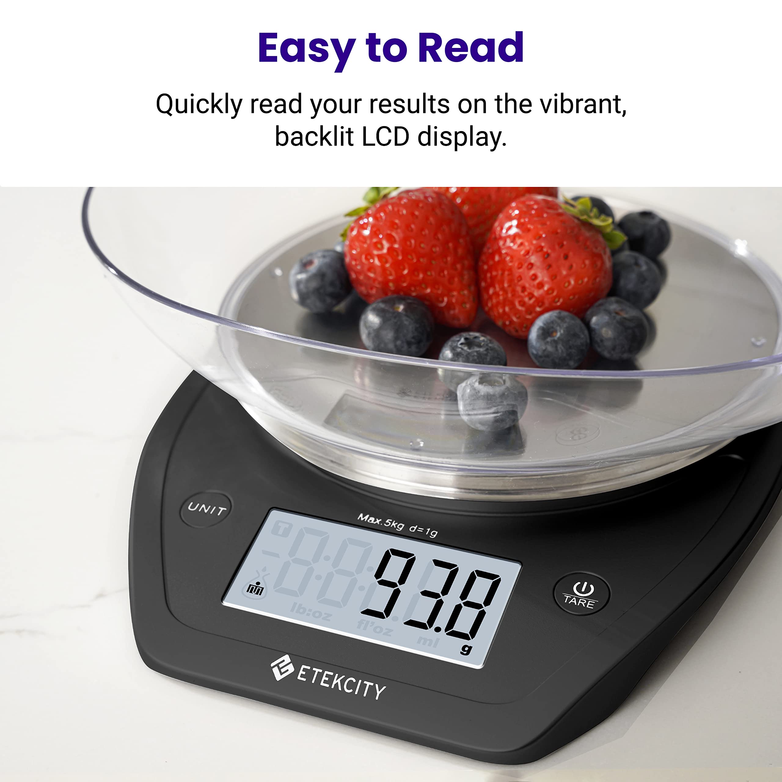 Foto 5 pulgar | Báscula Para Alimentos Etekcity Digital De 0,1 G Con Cuenco De Acero Inoxidable De 5 Kg/11 Libras - Venta Internacional