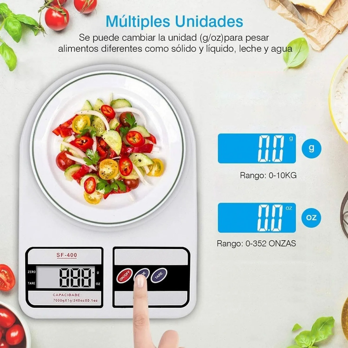 Foto 4 pulgar | Set De 2 Básculas Digitales De Cocina Sf-400 10kg Con Función Tara – Alta Precisión