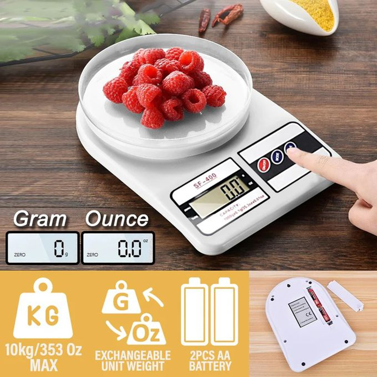 Foto 4 | Set De 2 Básculas Digitales De Cocina Sf-400 10kg Con Función Tara – Alta Precisión