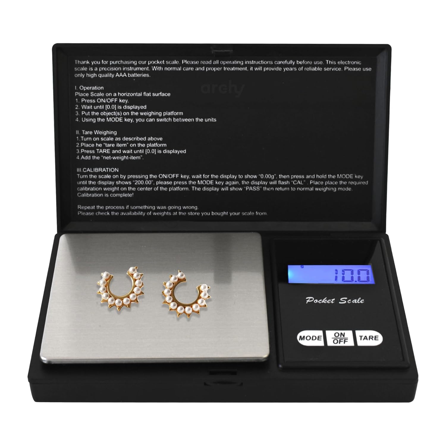 Foto 1 | Bascula Gramera Archy 0.1g A 500 Gramos Pantalla Lcd Iluminada Digital Portátil Balanza De Precisión Joyería Oro Cocin