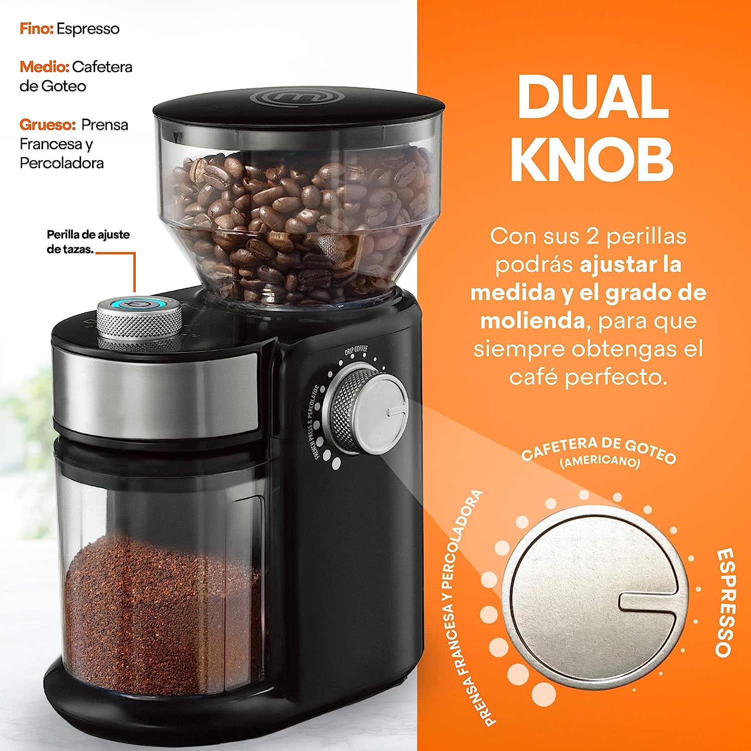 Foto 5 pulgar | Molino para Café y Especias Power-grind 200g Negro Masterchef