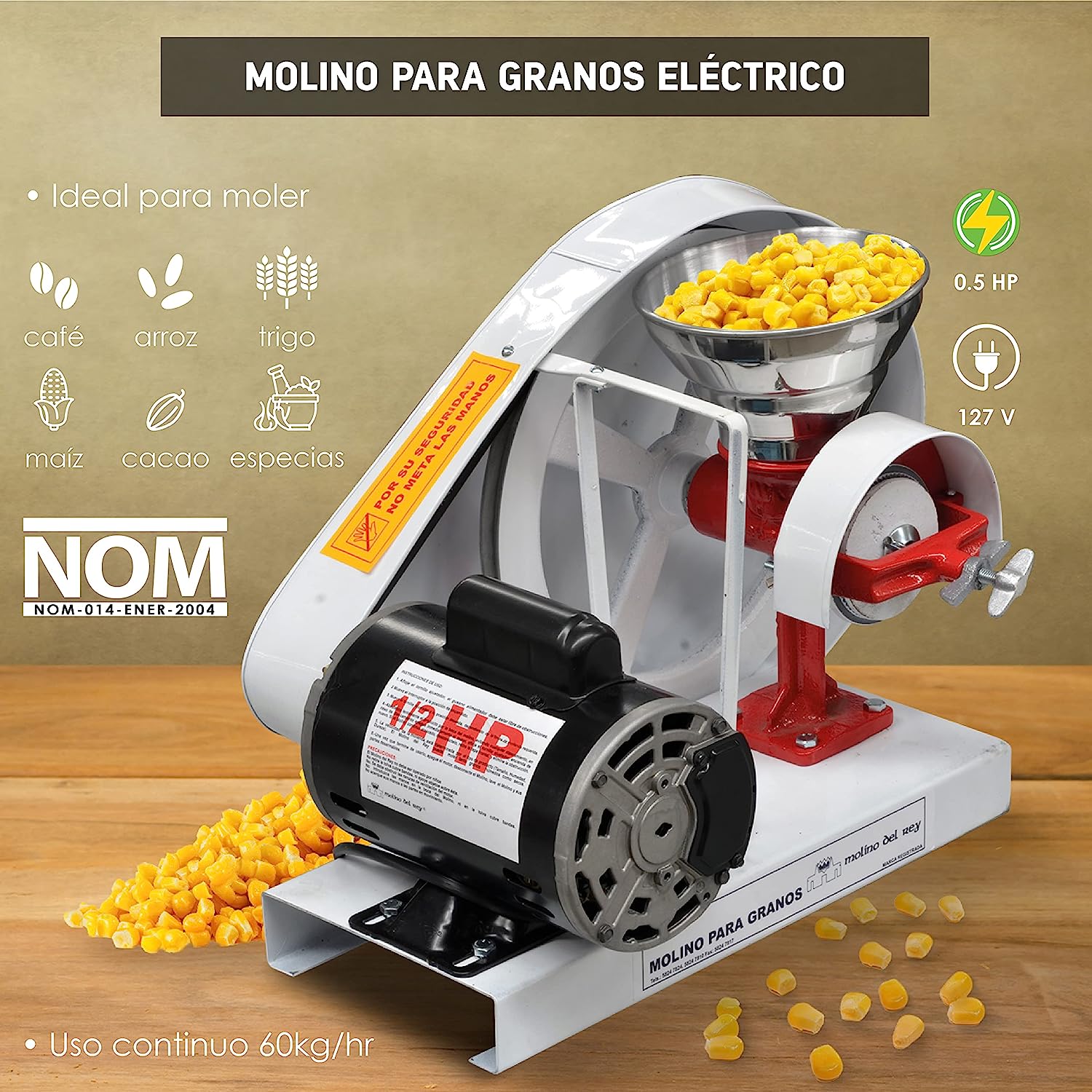 Foto 6 pulgar | Molino Eléctrico para Granos Eco 0.5hp Karlen Ptm-171 color Plata