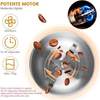 Foto 5 | Molinillo Pulverizador Electrico Kimhi Granos Café Hierbas Especias Semillas 150w Portatil Acero Inoxidable Mol