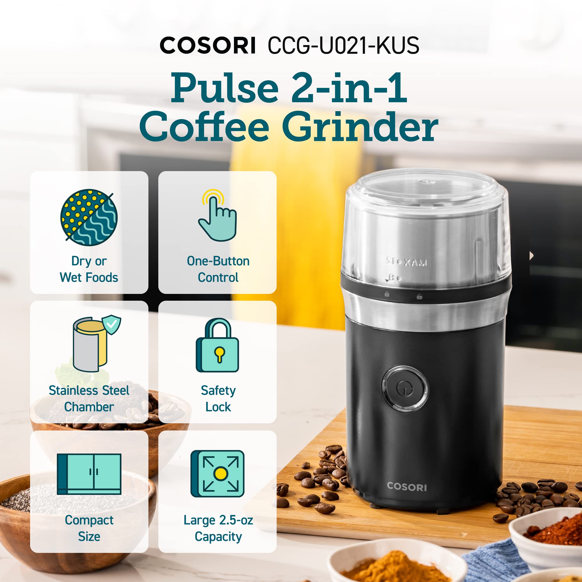 Foto 2 | Molinillo De Café Eléctrico Cosori Para Especias, Semillas Y Hierbas - Venta Internacional.