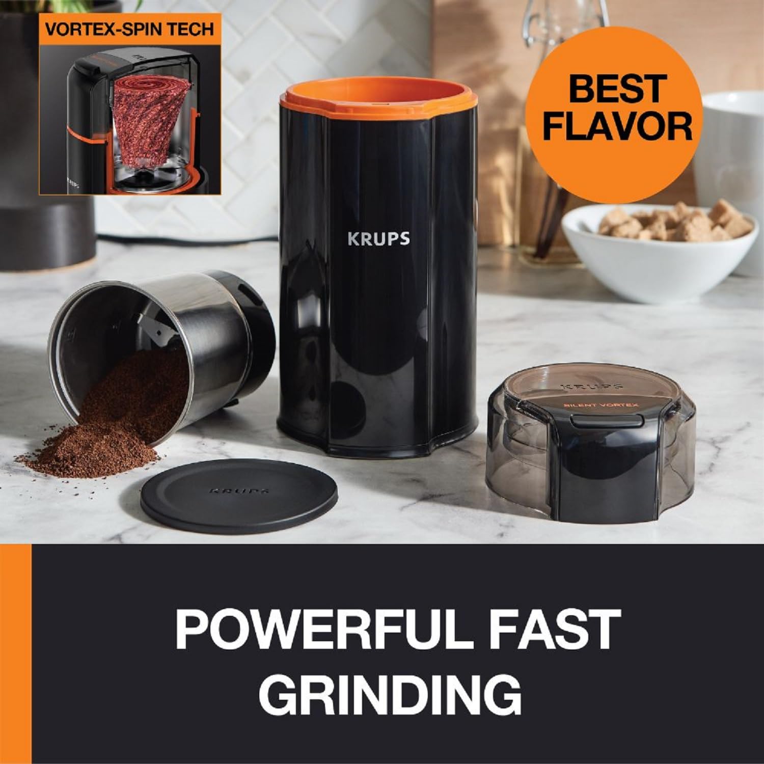 Foto 4 pulgar | Molinillo de Café y Especias Krups Silent Vortex 90 ml 175 W - Venta Internacional