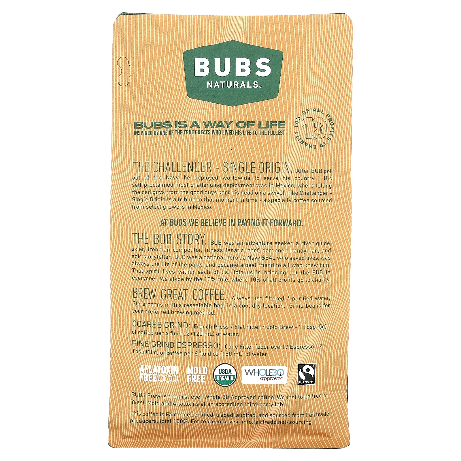 Foto 3 pulgar | Grano Integral Coffee Bubs Naturals Bubs Brew The Challenger, 340 G - Venta Internacional.