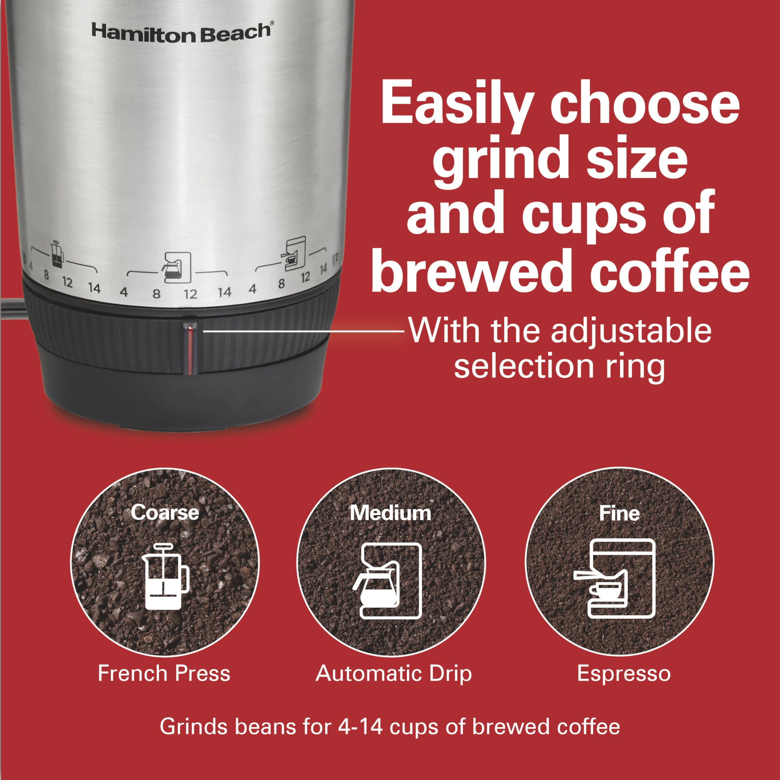 Foto 2 | Molinillo De Café Hamilton Beach Custom Grind De 4 A 14 Tazas - Venta Internacional.