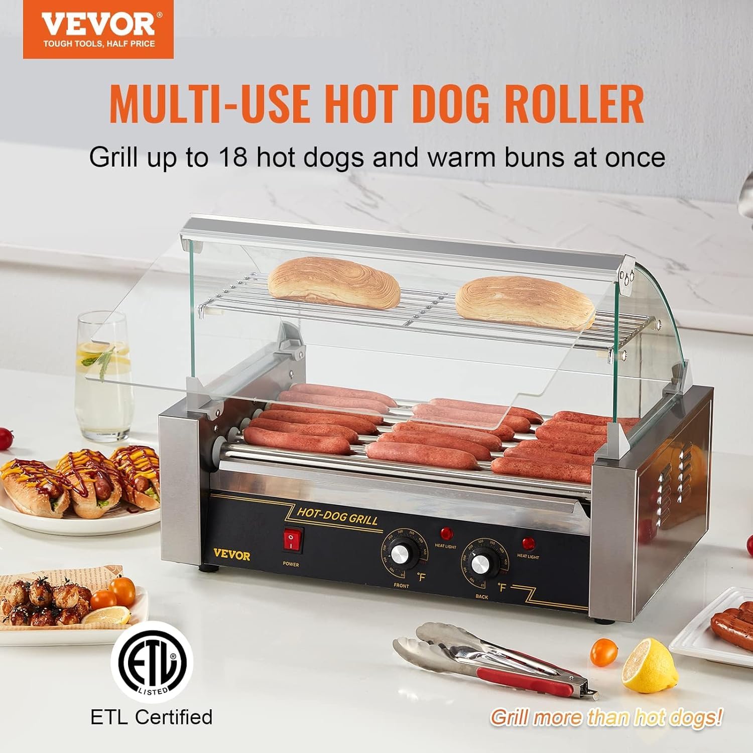 Foto 3 | Hot Dog Roller Vevor 18 Hot Dog, Capacidad 7 Rodillos, 1050 W - Venta Internacional.