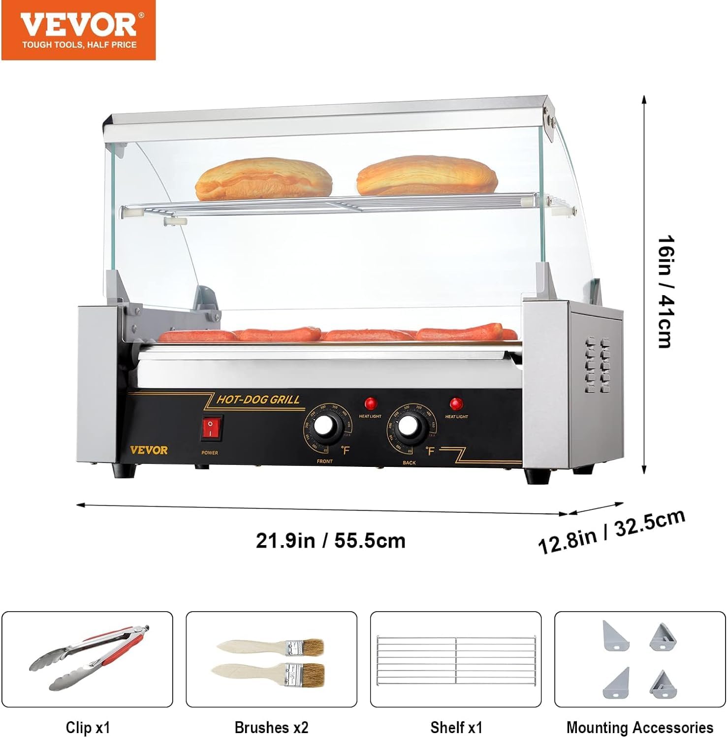Foto 7 pulgar | Hot Dog Roller Vevor 18 Hot Dog, Capacidad 7 Rodillos, 1050 W - Venta Internacional.