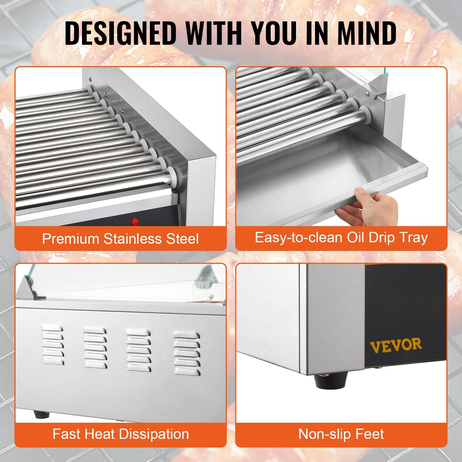 Foto 7 pulgar | Hot Dog Roller Vevor 11 Rollers 30 Hot Dogs 1650 W Etl - Venta Internacional.