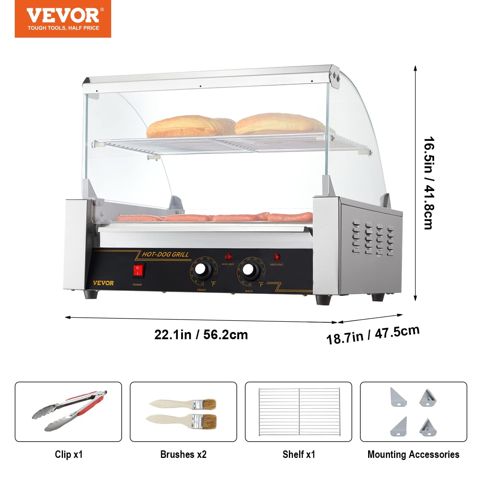 Foto 8 pulgar | Hot Dog Roller Vevor 11 Rollers 30 Hot Dogs 1650 W Etl - Venta Internacional.