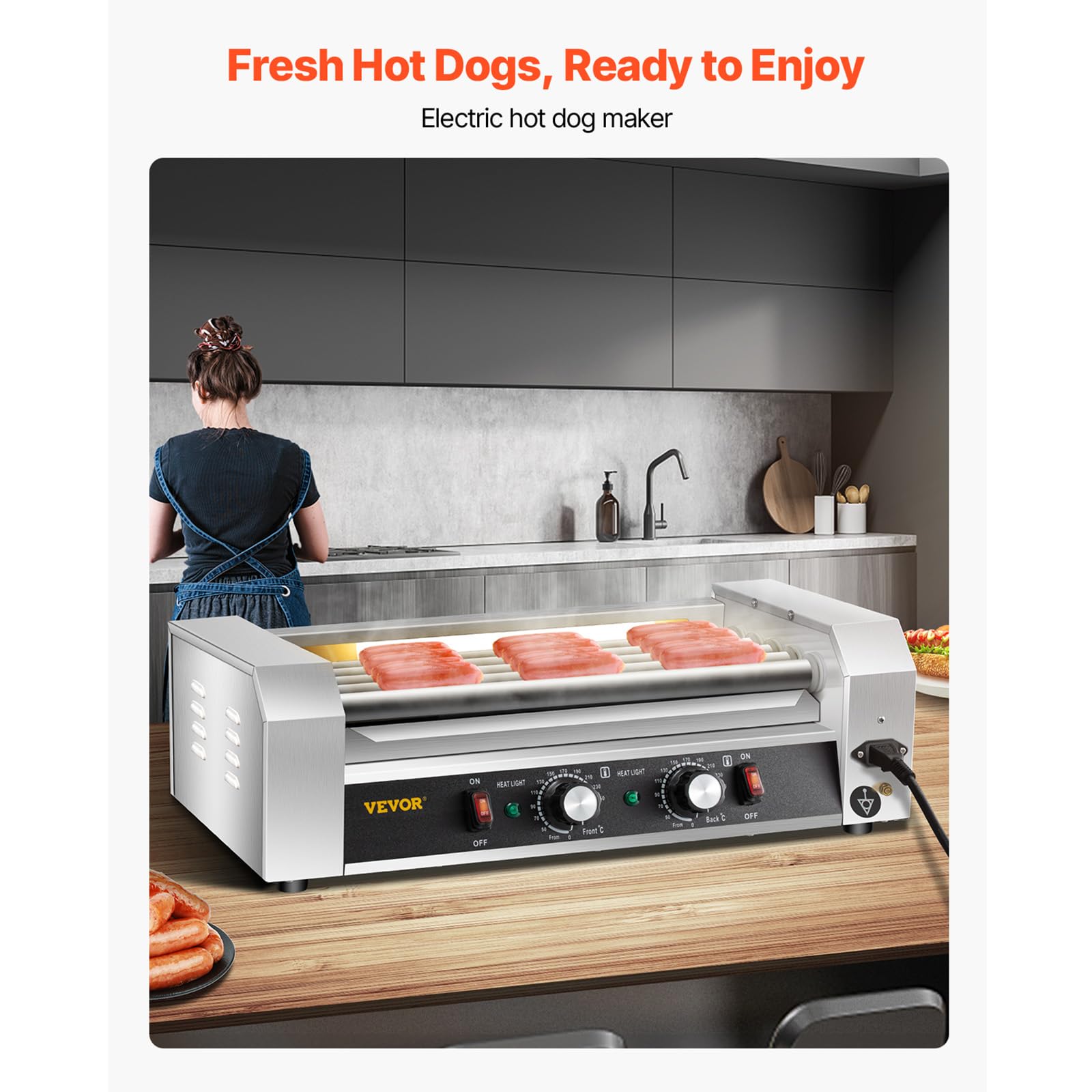 Foto 3 pulgar | Hot Dog Roller Grill Vevor 5 Roller 12 Hot Dogs 750 W - Venta Internacional.