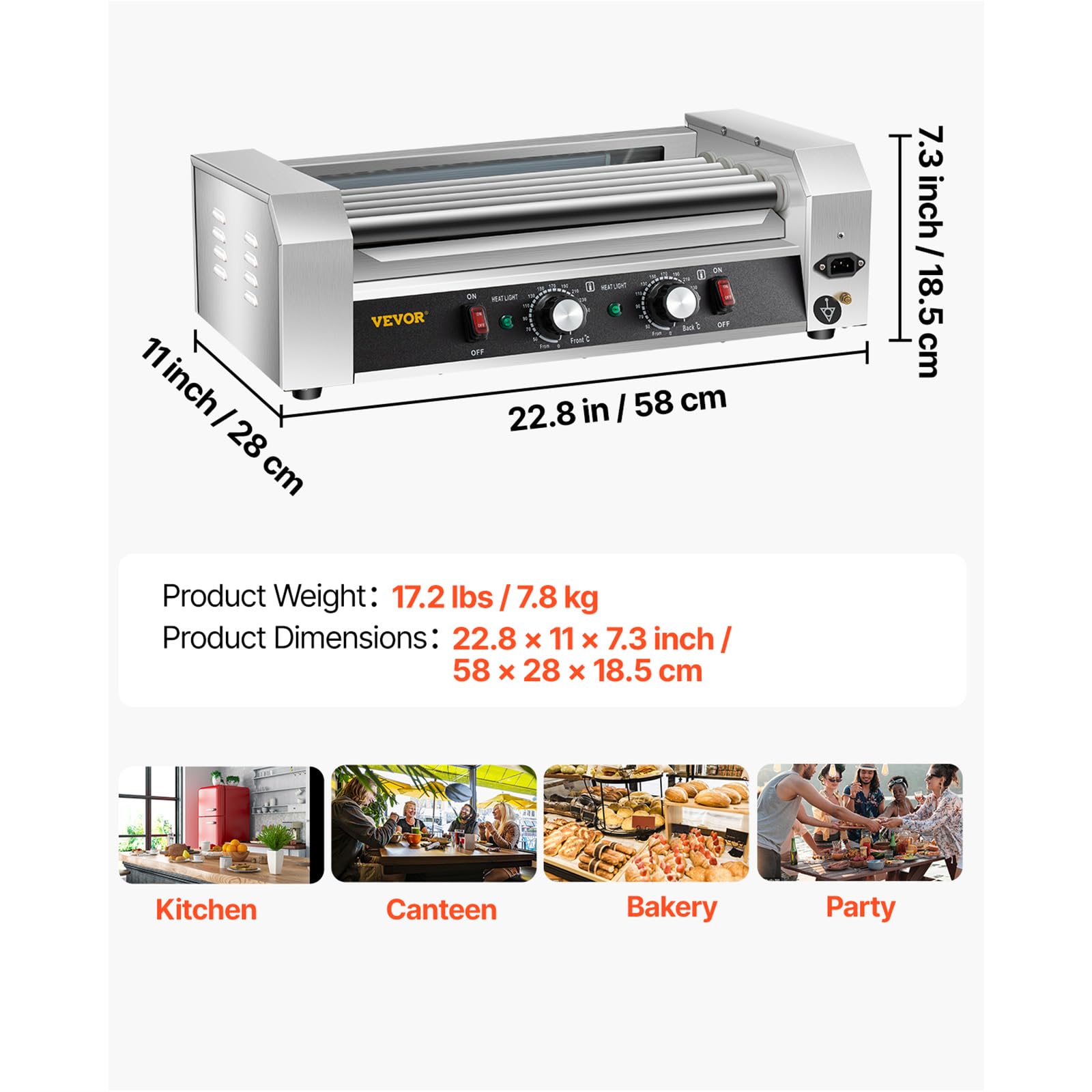 Foto 7 | Hot Dog Roller Grill Vevor 5 Roller 12 Hot Dogs 750 W - Venta Internacional.