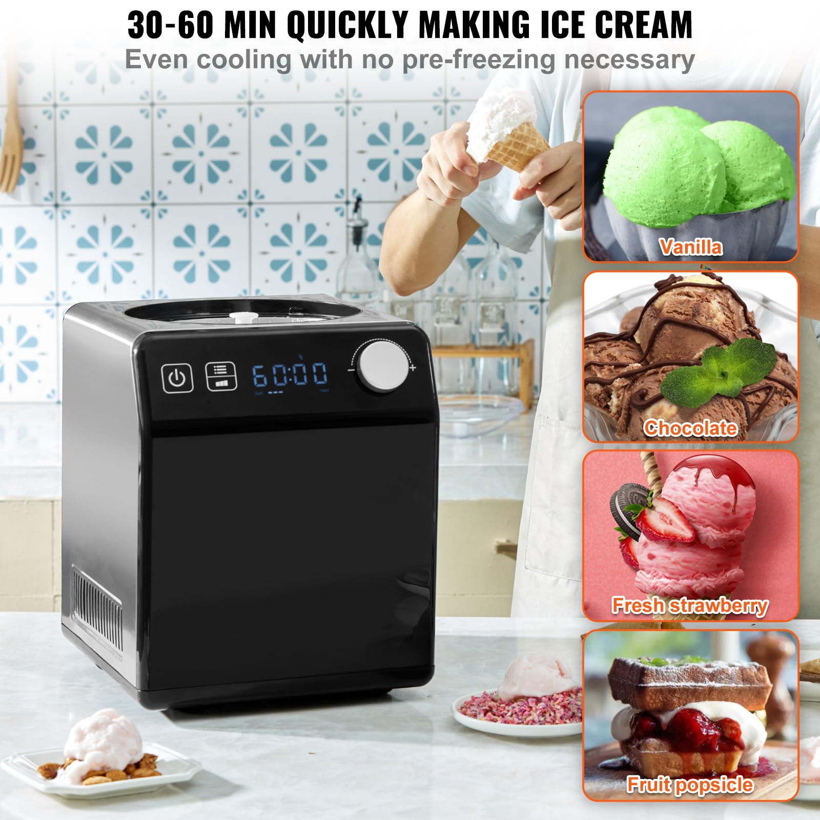 Foto 5 pulgar | Máquina Para Hacer Helados Vevor Vertical Automática De Acero Inoxidable De 2 Litros - Venta Internacional.