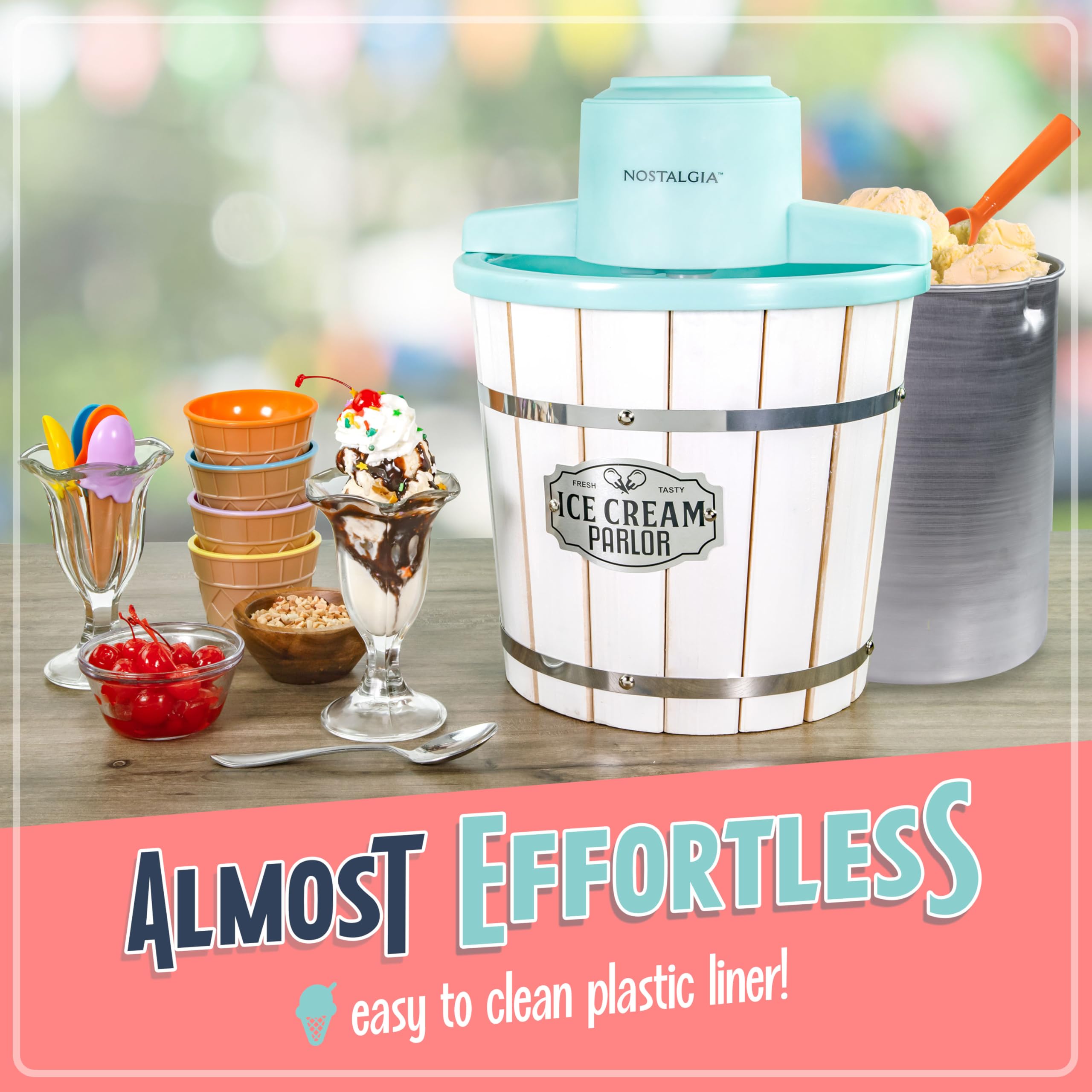 Foto 6 | Máquina para Hacer Helados Nostalgia Cubeta de Madera Estilo Salón 4 L - Venta Internacional