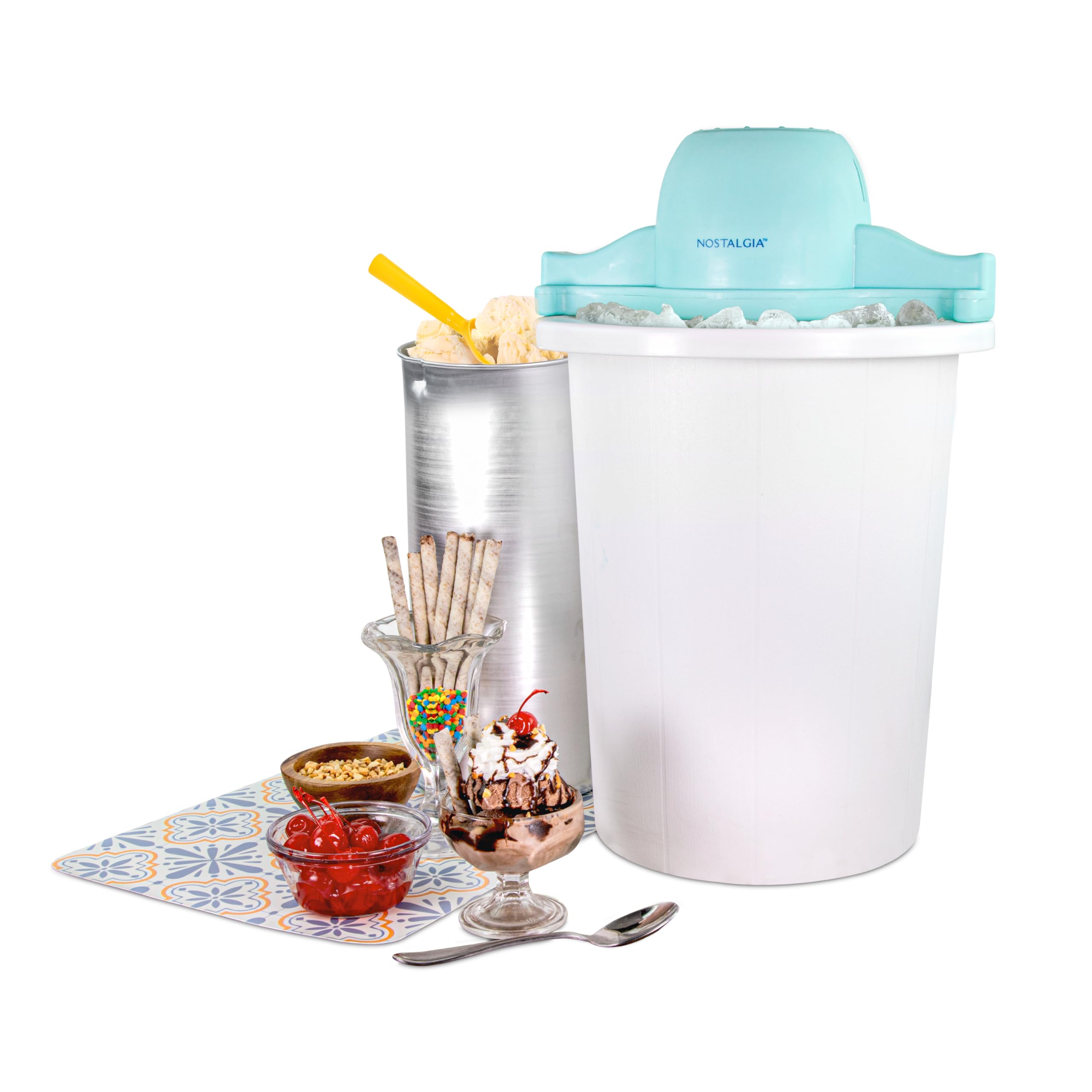 Foto 1 | Máquina Para Hacer Helados Nostalgia Parlor Style, 6 Cuartos De Galón, Azul Y Blanco - Venta Internacional.