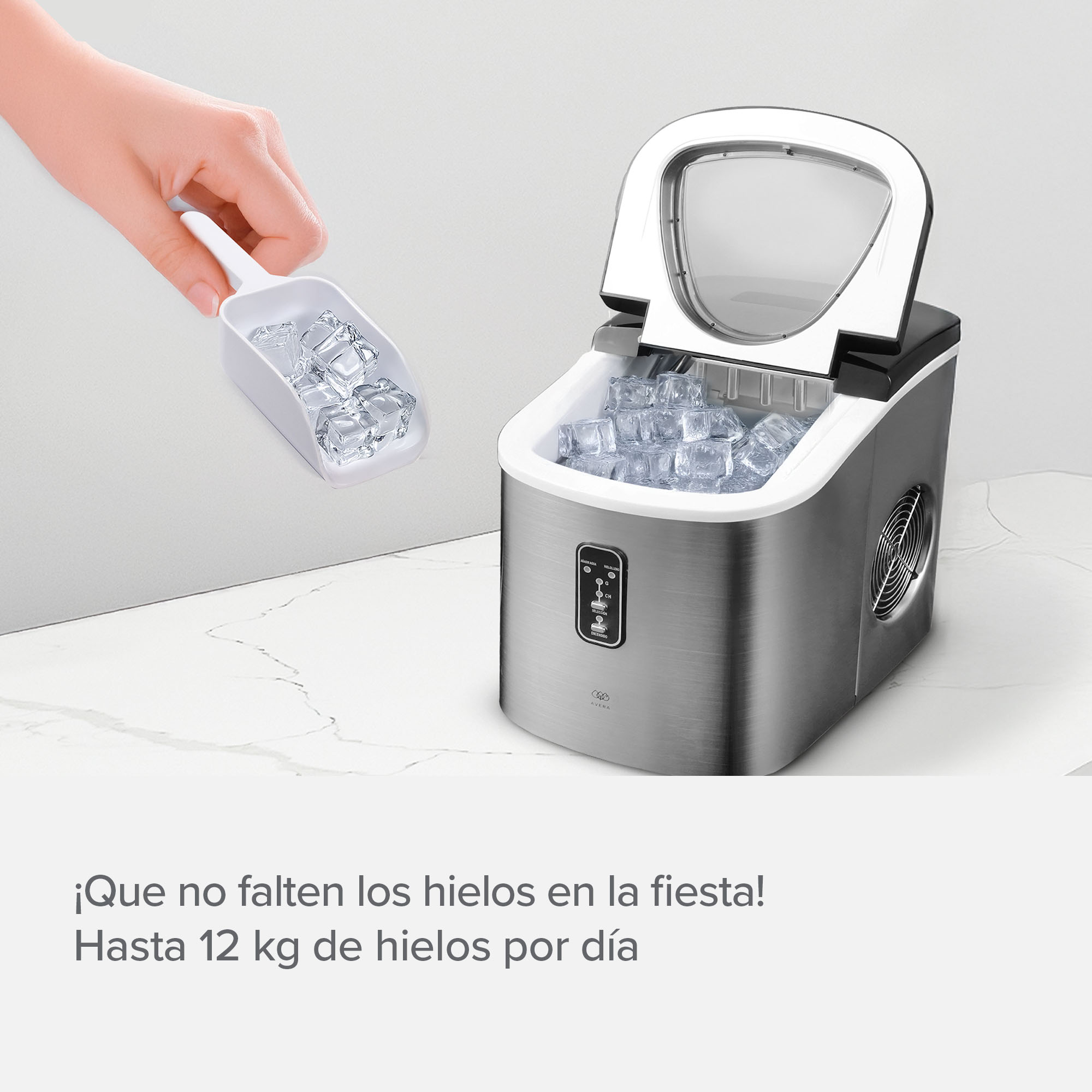 Foto 9 pulgar | Maquina para Hacer Hielos Avera Mh01 Plateada 12 kg por Día Portátil