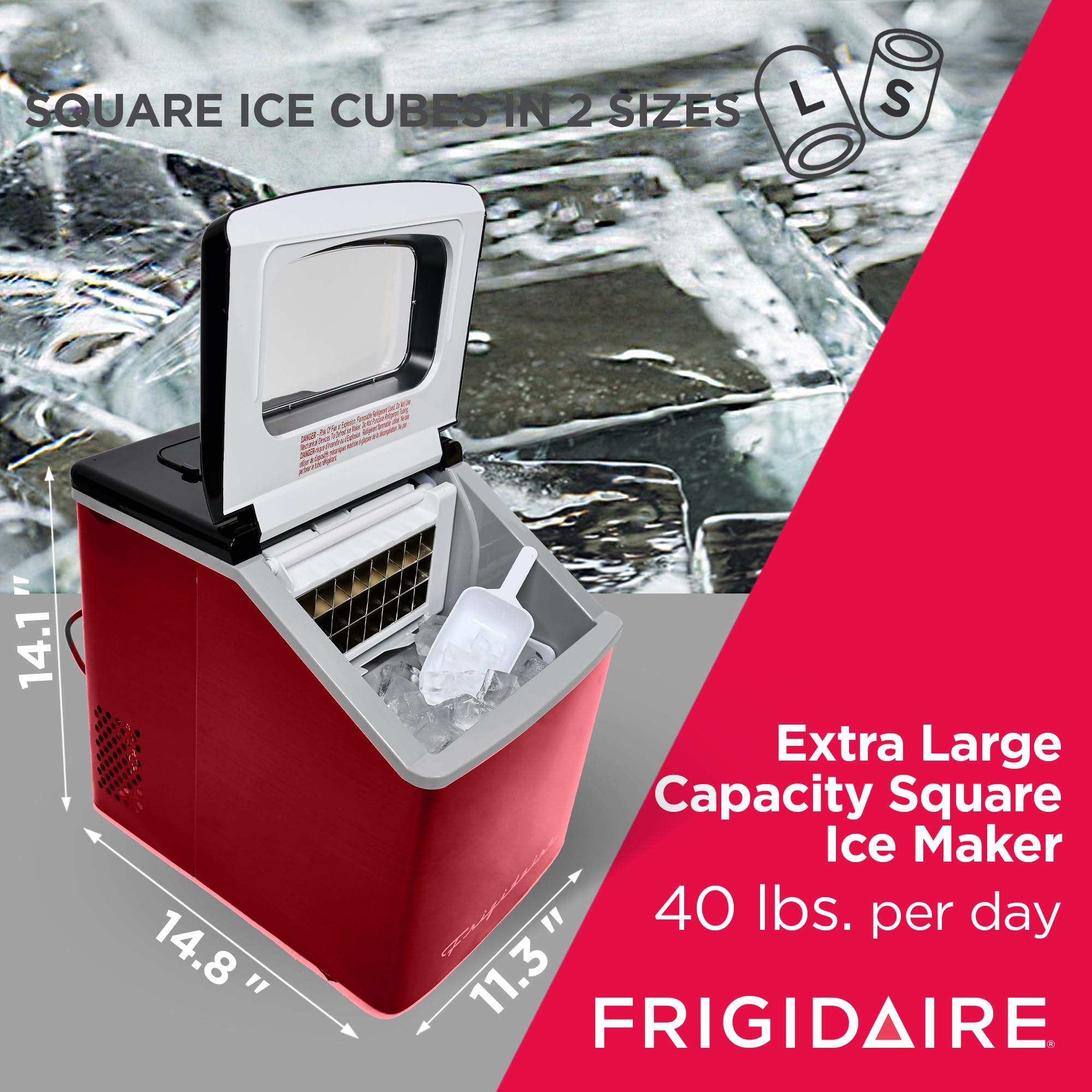 Foto 3 pulgar | La Máquina De Hielo Frigidaire Efic452-ssred Xl Produce Acero Inoxidable De 18 Kg/día - Venta Internacional.