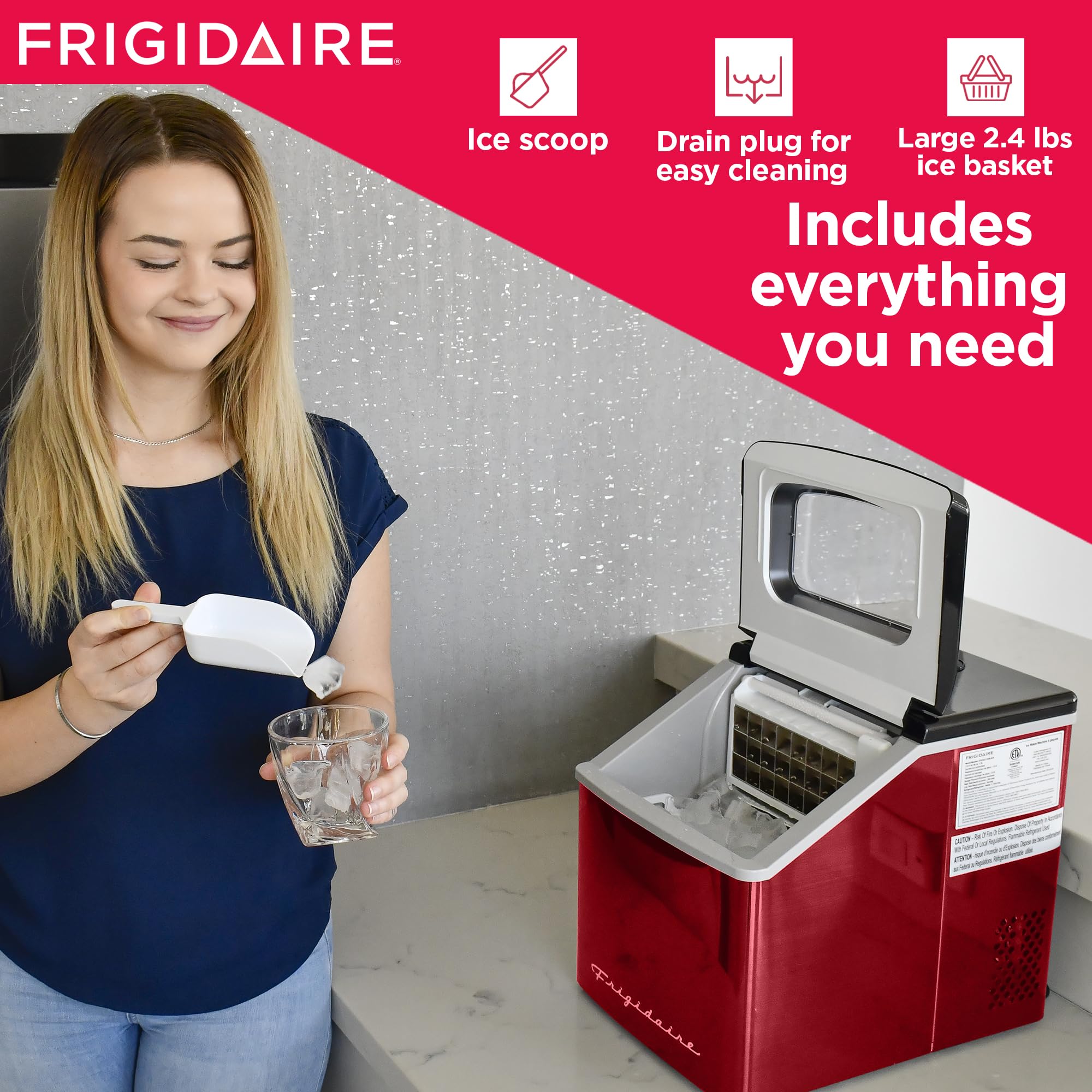 Foto 5 | La Máquina De Hielo Frigidaire Efic452-ssred Xl Produce Acero Inoxidable De 18 Kg/día - Venta Internacional.