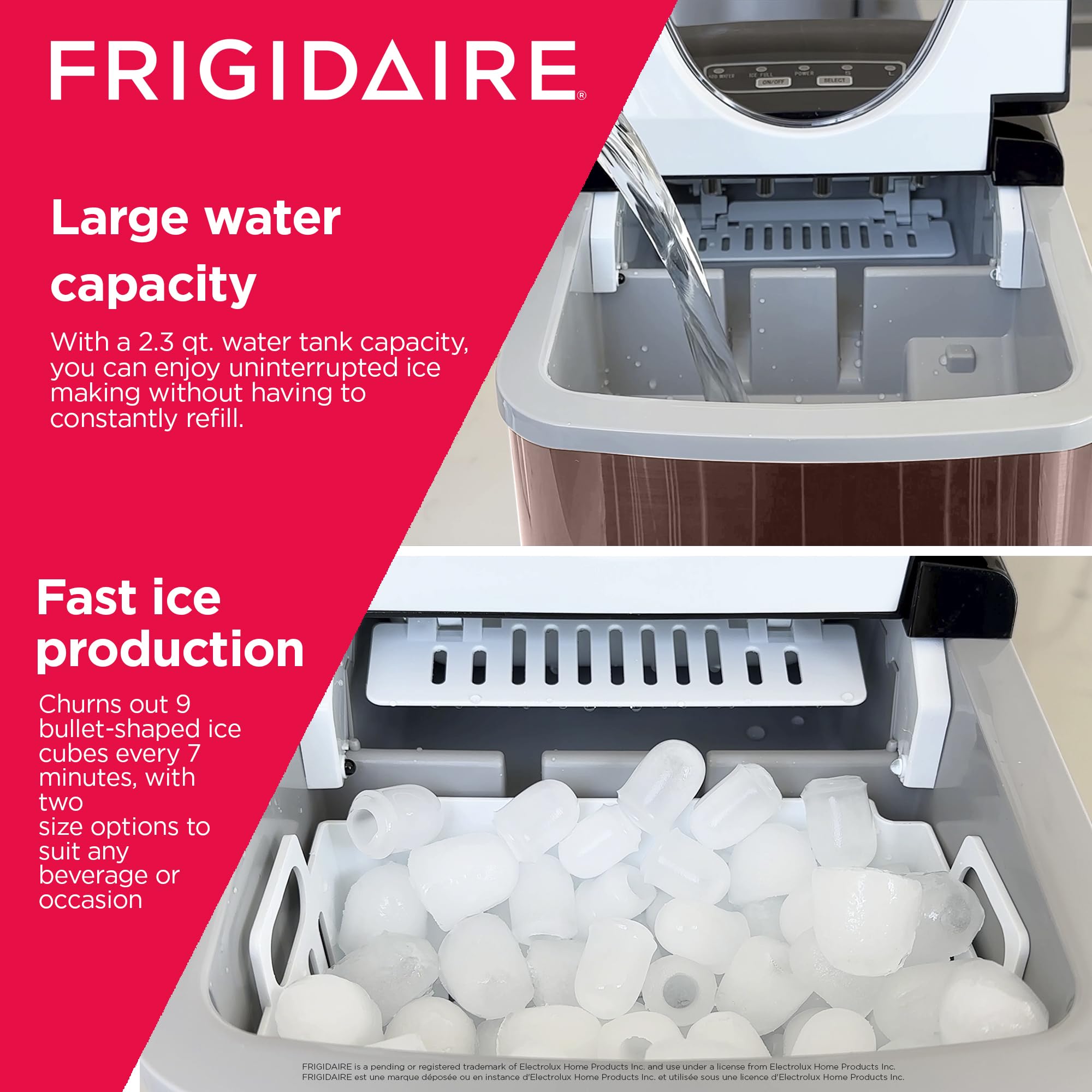 Foto 5 pulgar | Máquina De Hielo Frigidaire, Encimera De Acero Inoxidable, 12 Kg - Venta Internacional.