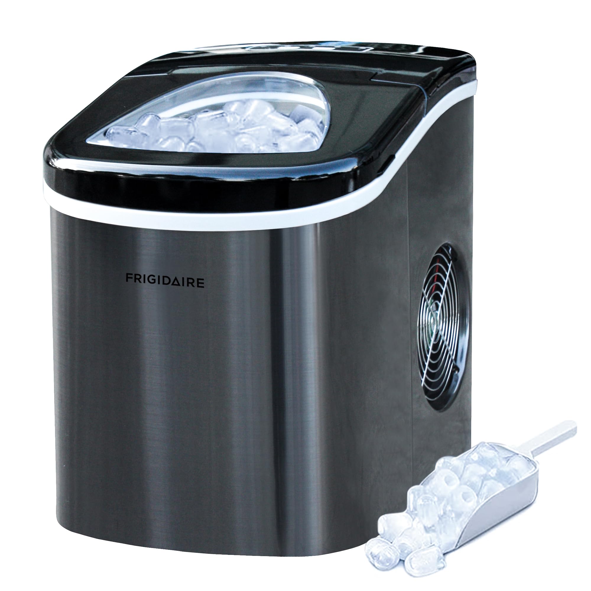 Máquina De Hielo Frigidaire Portátil Compacta De 12 Kg/día, Negra, Inoxidable - Venta Internacional.