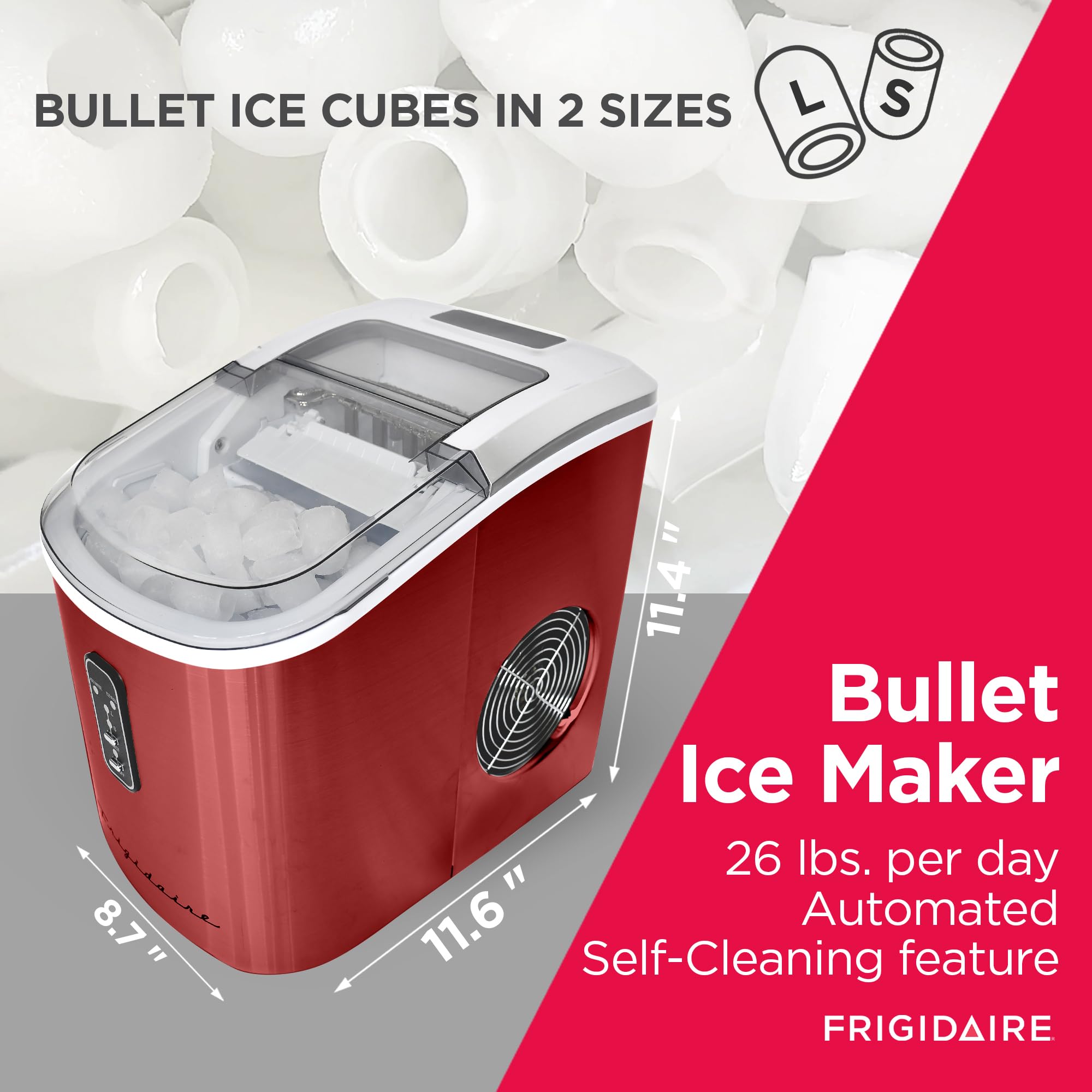 Foto 5 pulgar | Máquina Para Hacer Hielo Frigidaire, Autolimpiante, 12 Kg, Color Rojo - Venta Internacional.