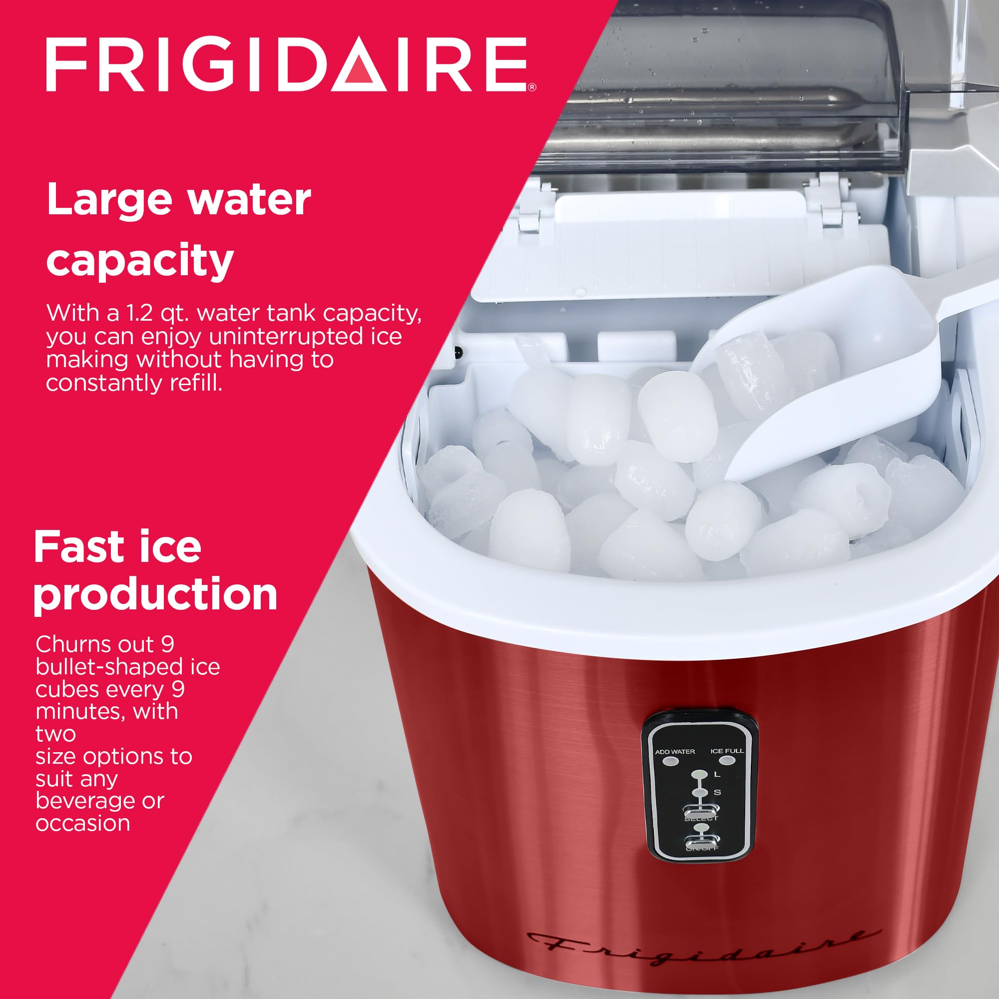 Foto 7 pulgar | Máquina Para Hacer Hielo Frigidaire, Autolimpiante, 12 Kg, Color Rojo - Venta Internacional.