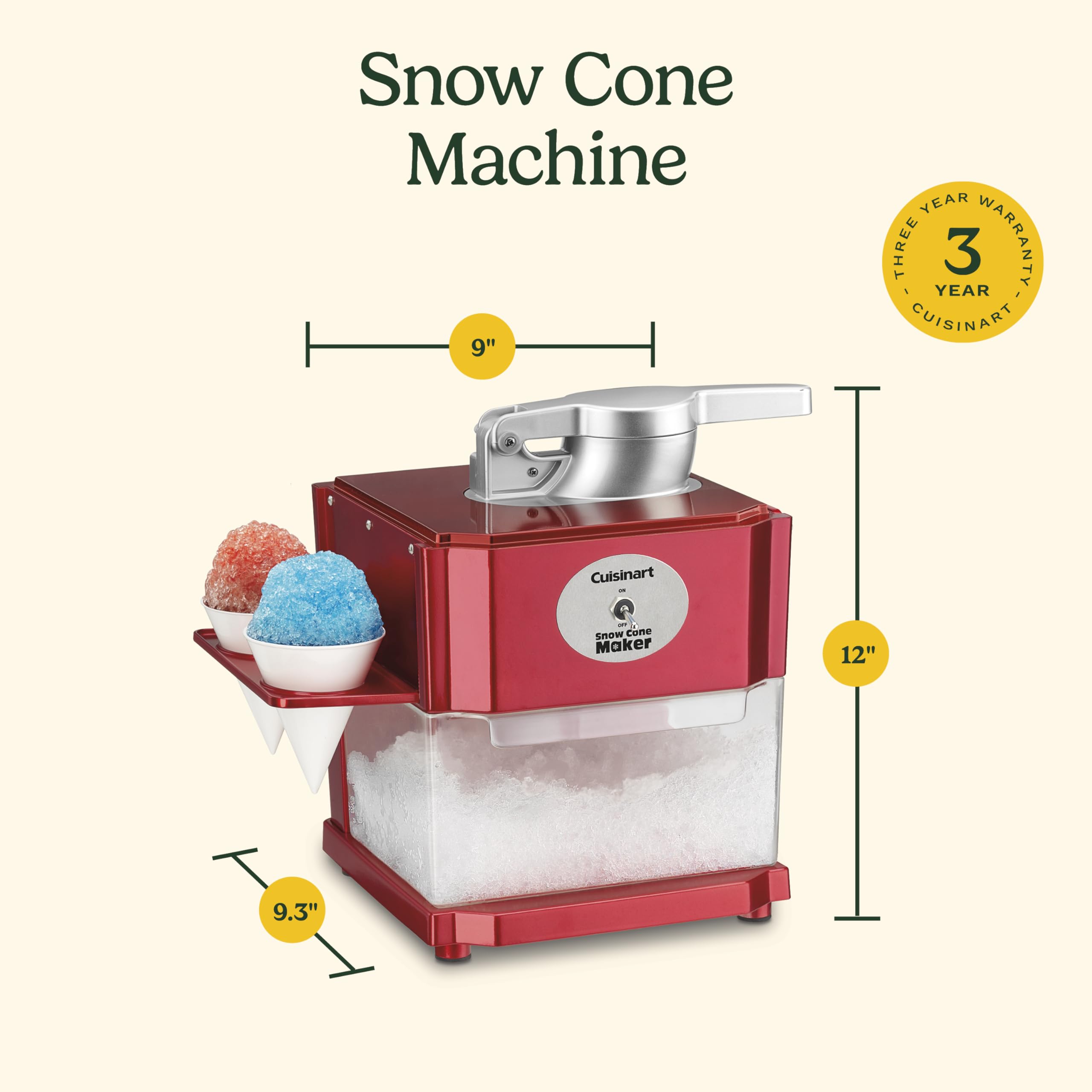 Foto 7 pulgar | Máquina De Conos De Nieve Cuisinart Scm-10p1 Hace 5 Conos Rojos - Venta Internacional.