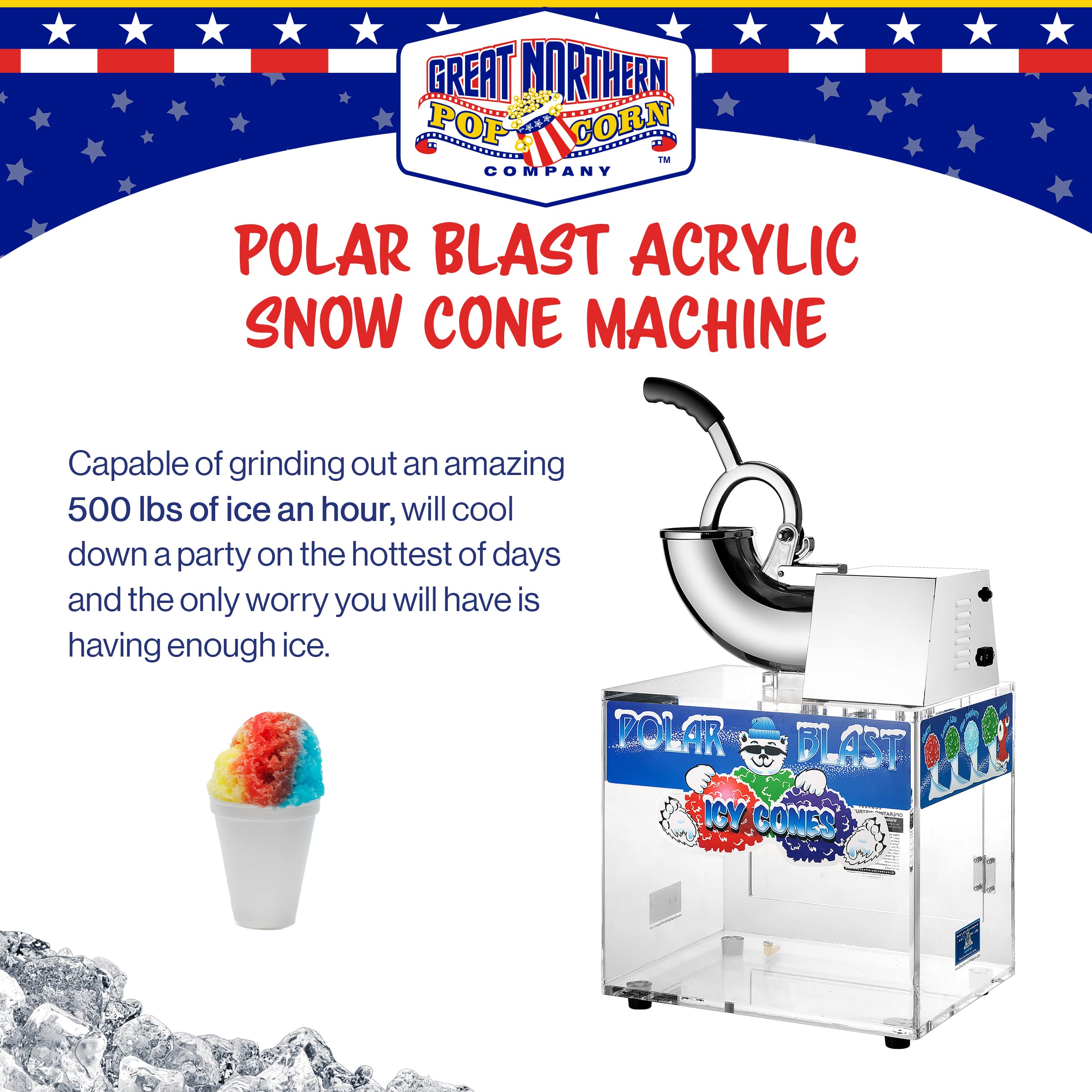 Foto 4 pulgar | Máquina de Conos De Nieve Great Northern Polar Blast 500 Libras/h - Venta Internacional