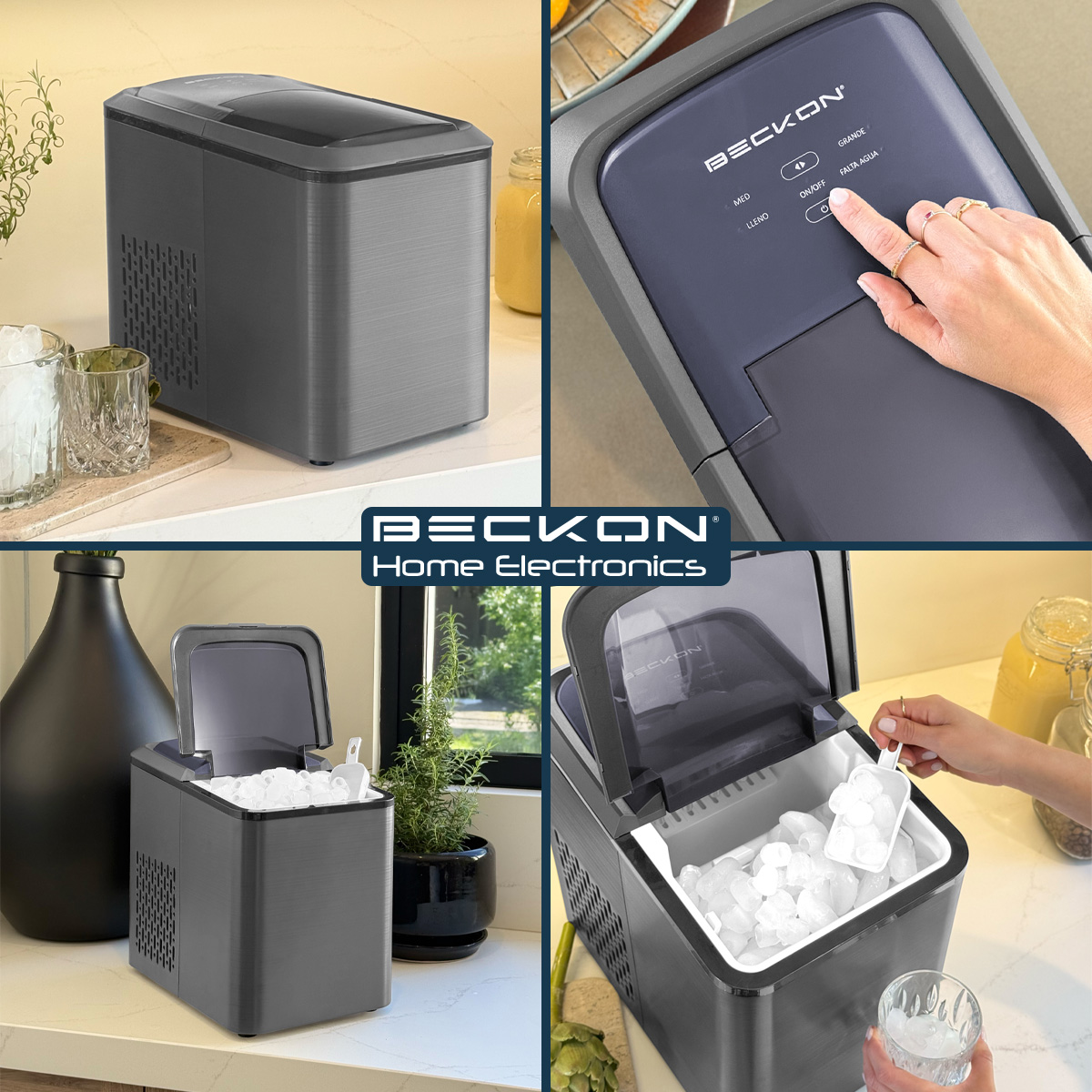 Foto 5 pulgar | Máquina para Hacer Hielos Beckon Automática de 12kg por Día Hielo de 2 Tamaños Tipo Bala con Canasta