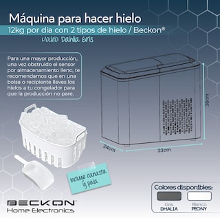Foto 5 | Máquina para Hacer Hielos Beckon Automática de 12kg por Día Hielo de 2 Tamaños Tipo Bala con Canasta
