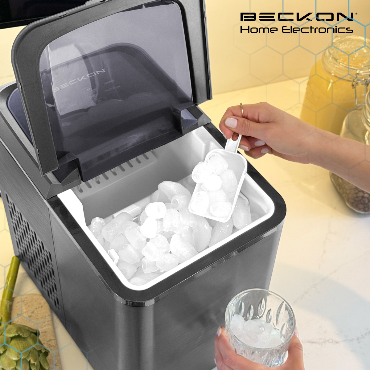 Foto 7 pulgar | Máquina para Hacer Hielos Beckon Automática de 12kg por Día Hielo de 2 Tamaños Tipo Bala con Canasta