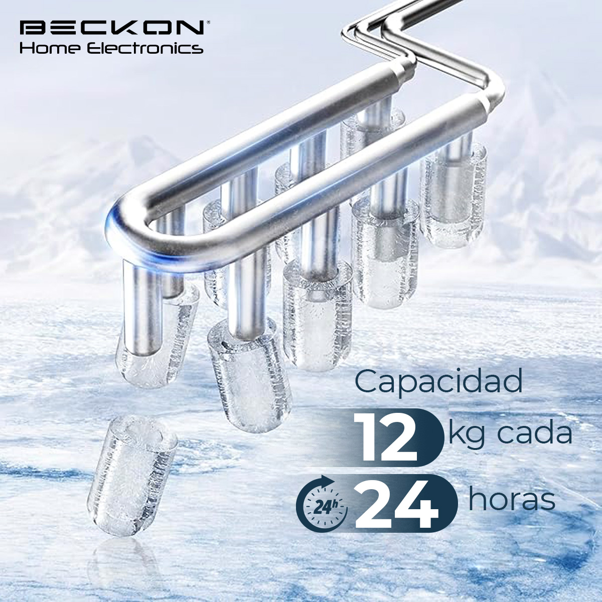 Foto 9 pulgar | Máquina para Hacer Hielos Beckon Automática de 12kg por Día Hielo de 2 Tamaños Tipo Bala con Canasta