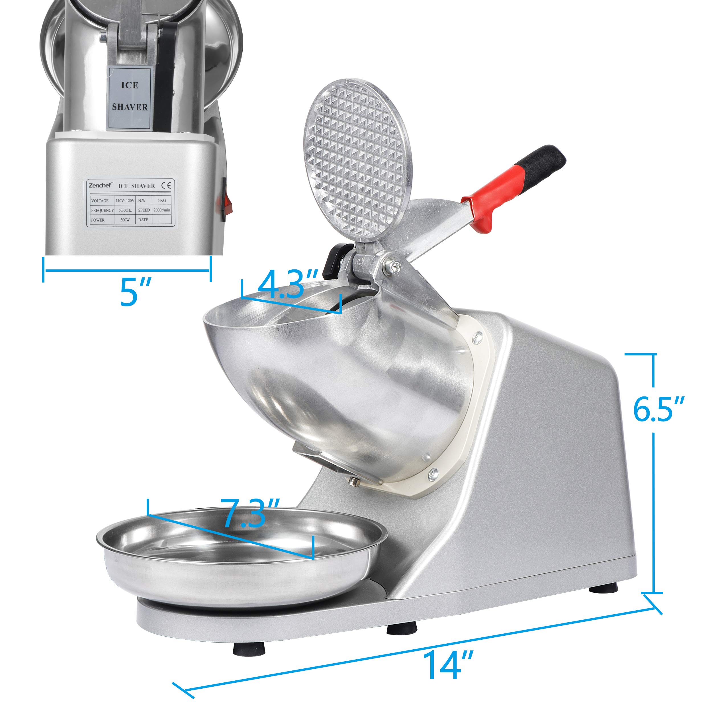 Foto 4 pulgar | Máquina Afeitadora De Hielo Snow Cone Maker Zeny, 65 Kg/h, 300 W, 110 V - Venta Internacional.