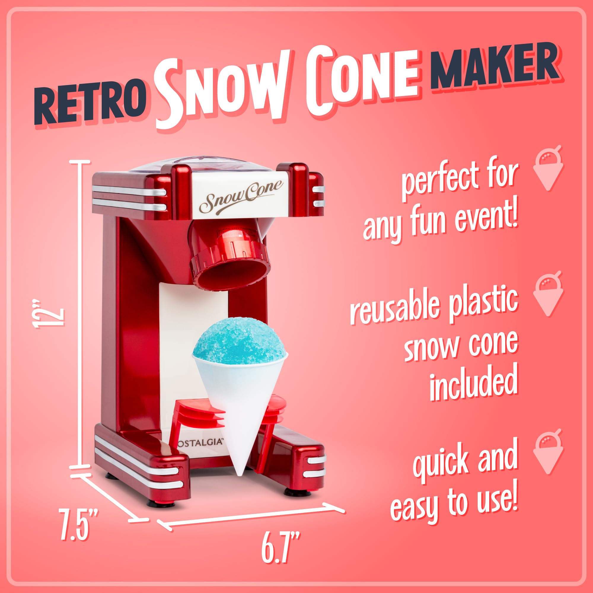 Foto 3 pulgar | Máquina De Hielo Raspado Snow Cone Nostalgia Hace 20 Golosinas - Venta Internacional.