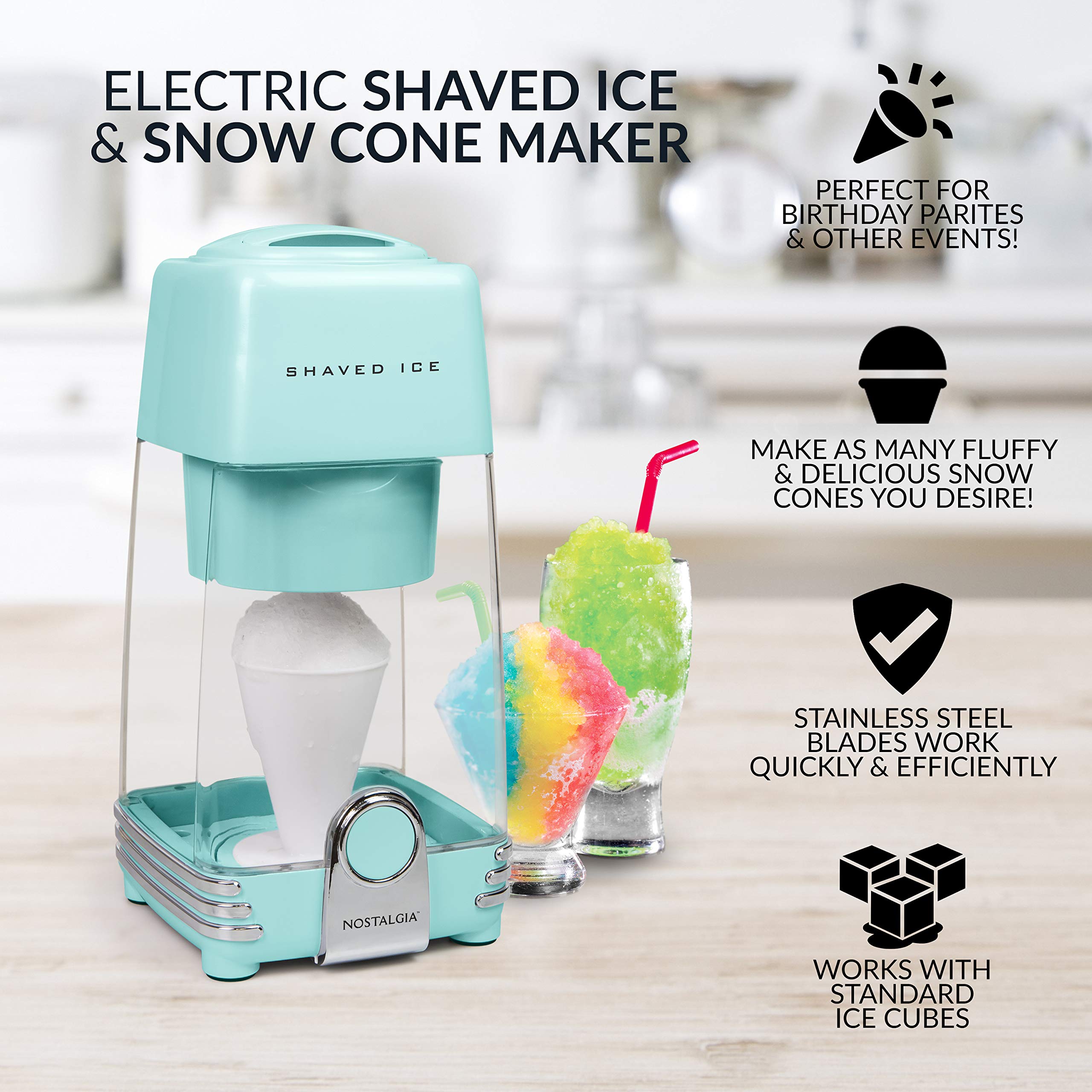 Foto 3 pulgar | Máquina De Hielo Afeitado Nostalgia Aqua Con Molde Para Hielo Y Cono Reutilizable - Venta Internacional.