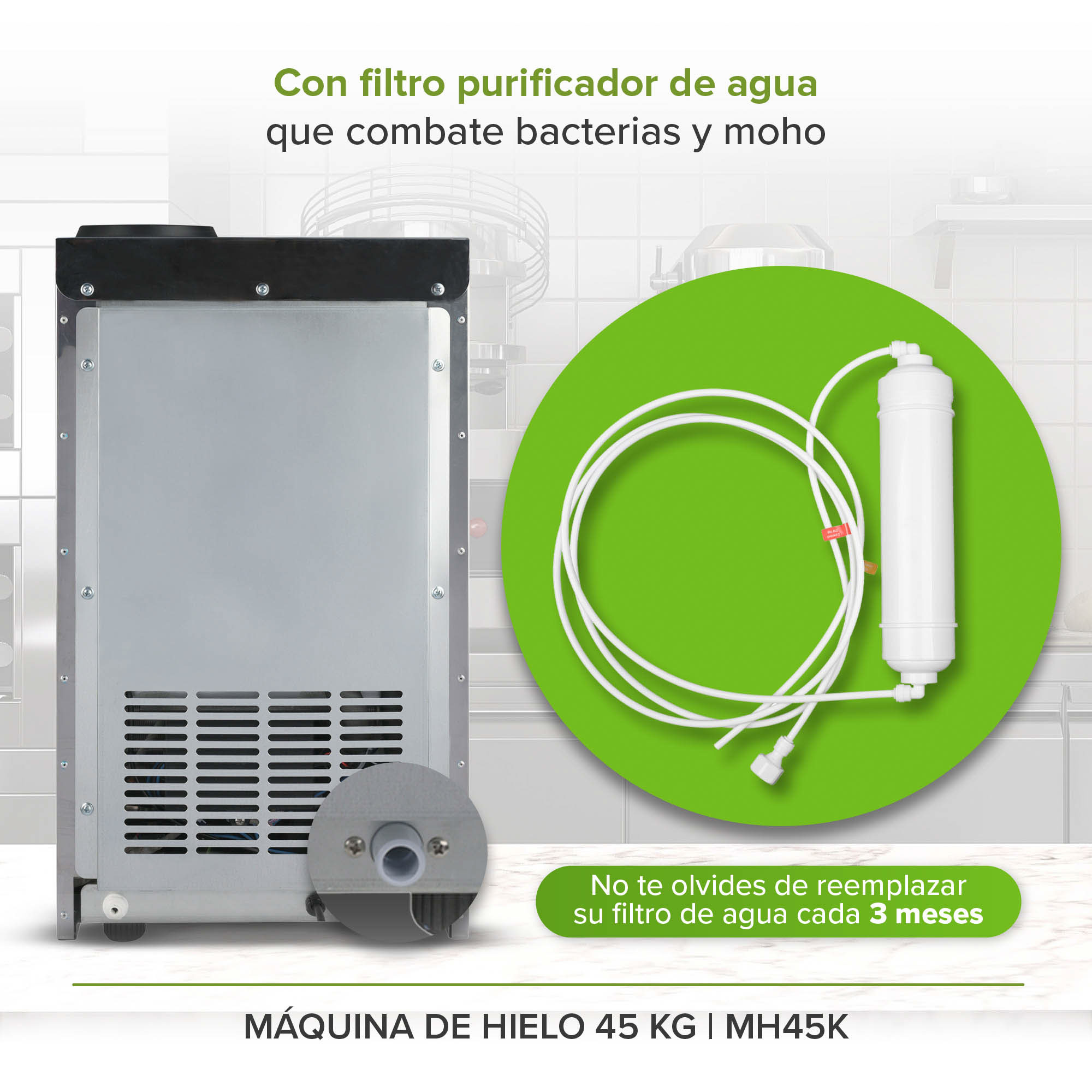Foto 7 pulgar | Máquina Para Hacer Hielo Capacidad 45 Kg