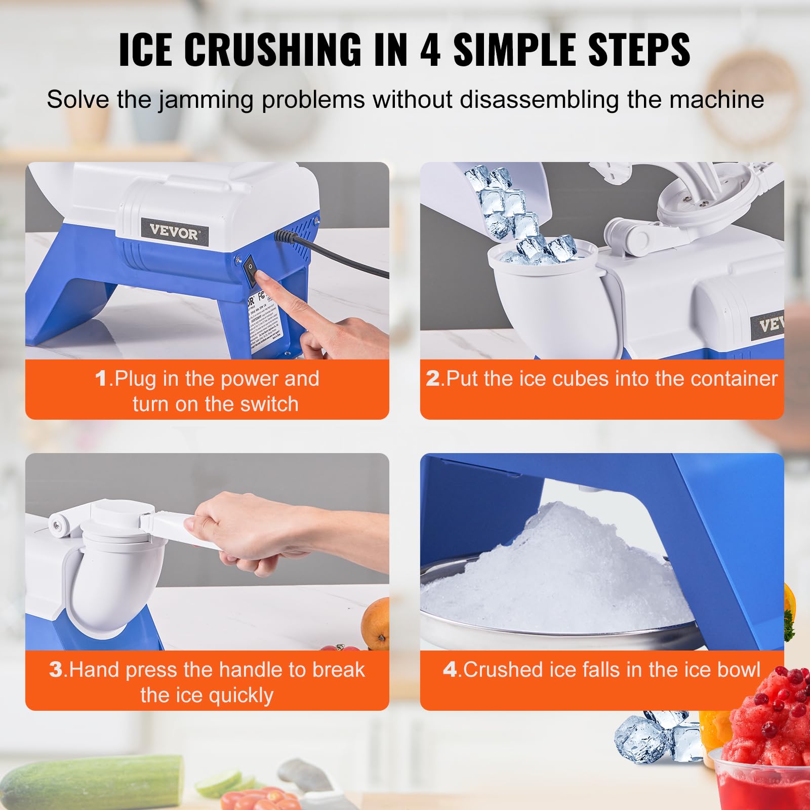 Foto 6 pulgar | Trituradora De Hielo Vevor 80kg/h Máquina Eléctrica Para Hacer Conos De Nieve 220w - Venta Internacional.