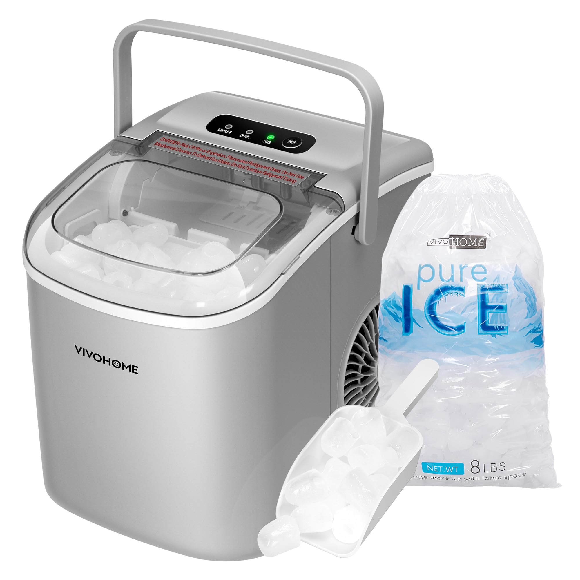 Foto 2 pulgar | Máquina Para Hacer Cubitos De Hielo Vivohome, Eléctrica, Portátil, 12 Kg/día, Color Plateado - Venta Internacional.